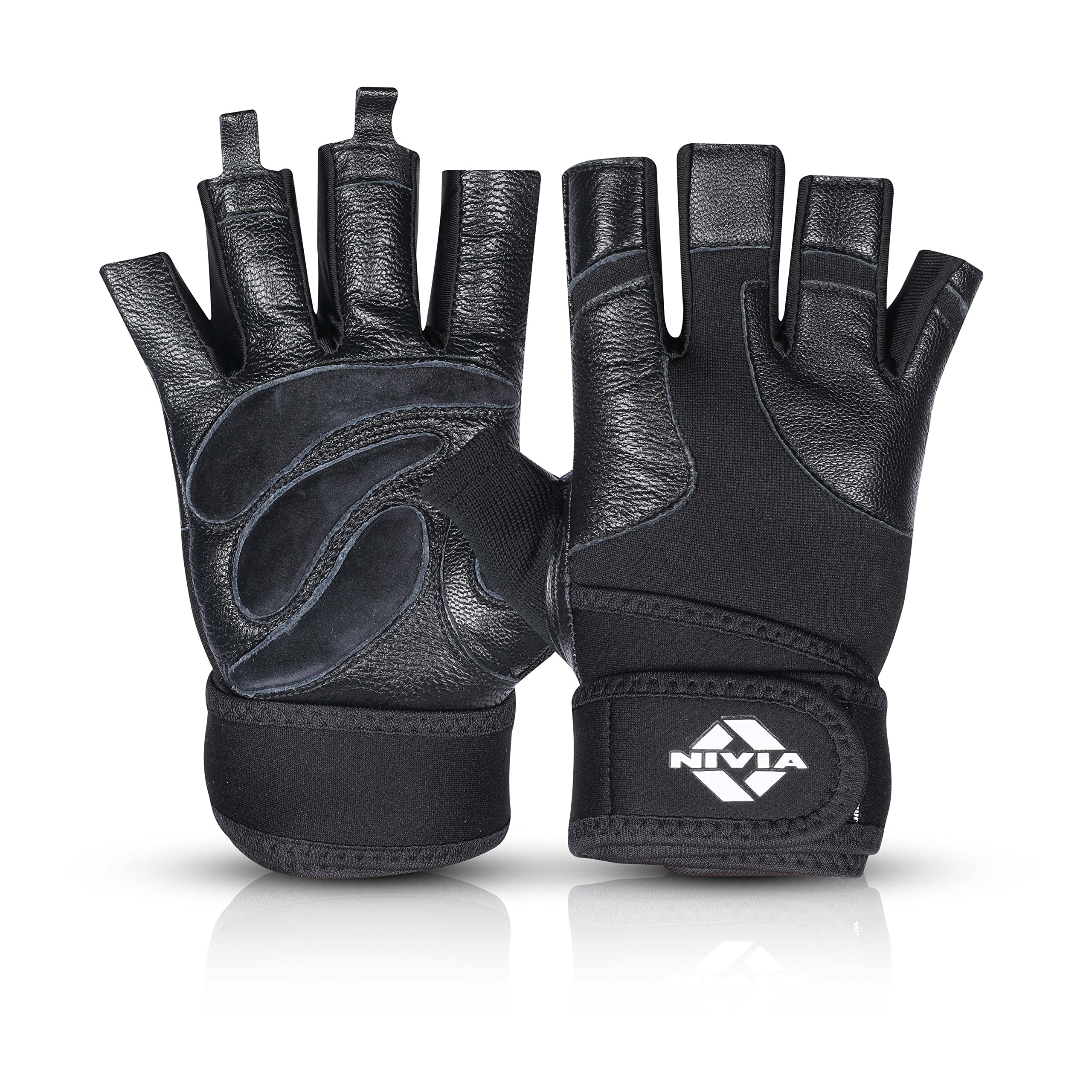 Nivia Rhino Sports Gloves Grained sued Leather with Long Fingers/Weight Lifting, Workout & Gym Hand Glove (Black) Medium (B08GKYXR5N) Amazon Price History, Amazon Price Tracker