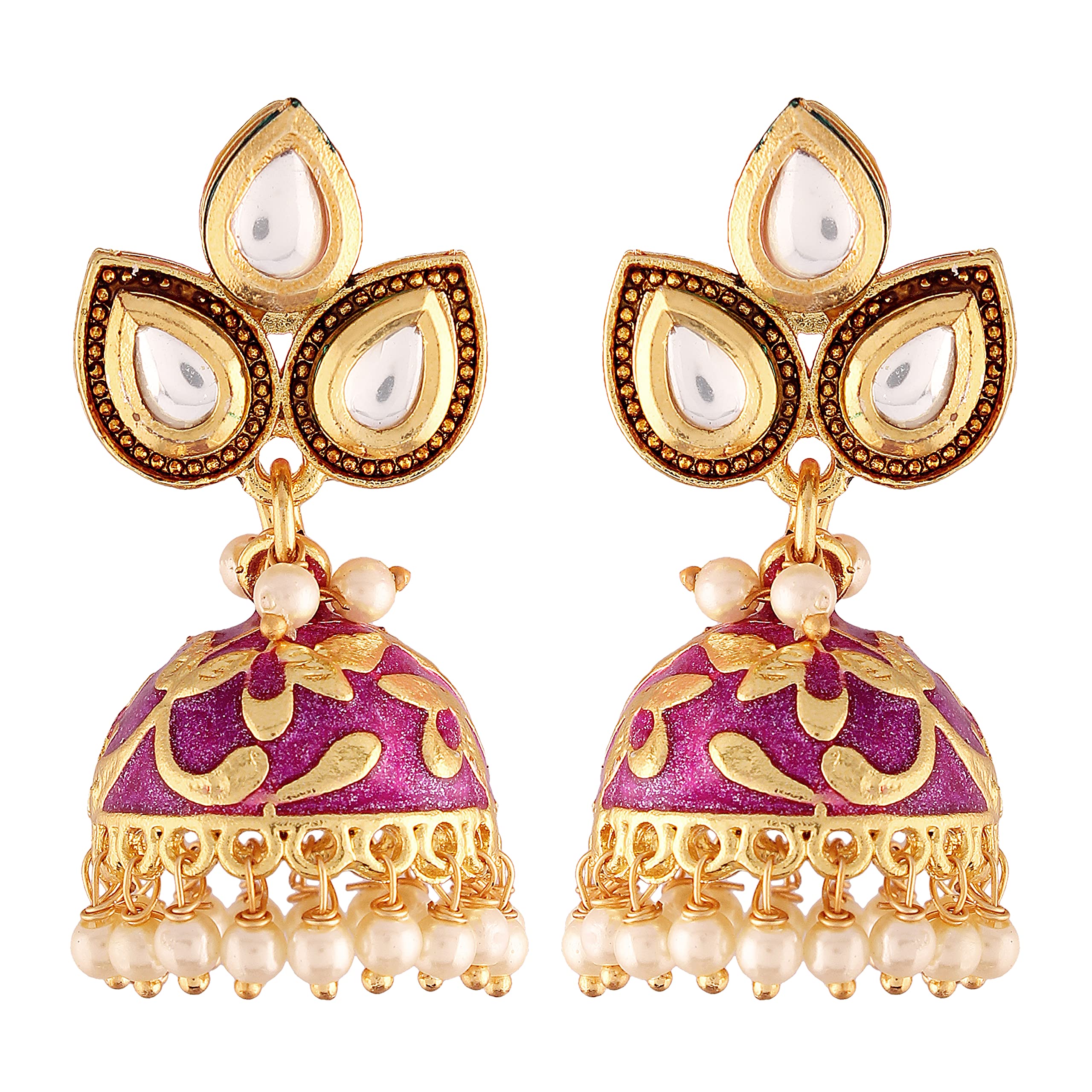 See full amazon price history chart for I Jewels 18k Gold Plated Meena Work Pearl Studded Jhumki Earring For Women (E2924Pu) I Jewels 18k Gold Plated Meena Work Pearl Studded Jhumki Earring For Women (E2924Pu) (B097KF9Z6P) Amazon Price History, Amazon Price Tracker