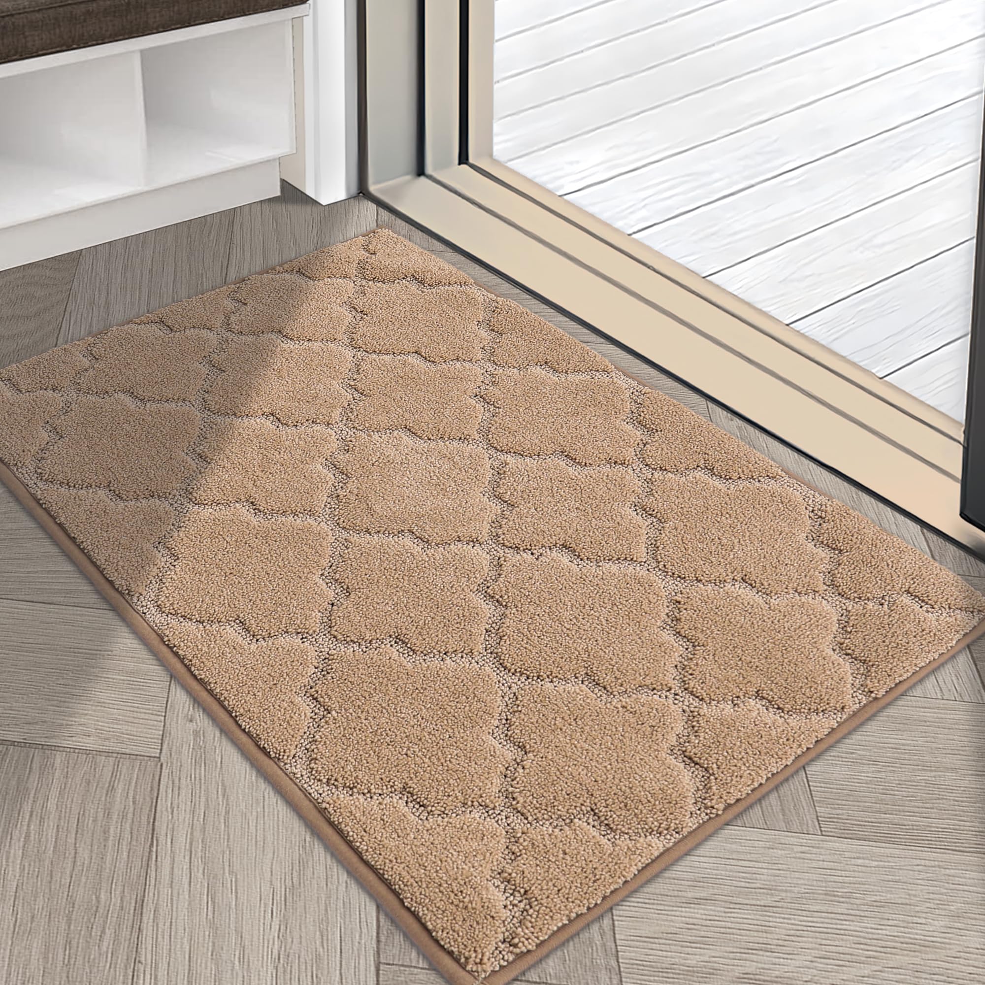 COSY HOMEERIndoor Doormat, Non-Slip Dirt Trapper Mat, Indoor, Machine Washable, Washable Door Mat Indoor, Absorbent Door Mat for Back Door, Entrance, Hallway, Kitchen (50 x 80 cm, Beige)