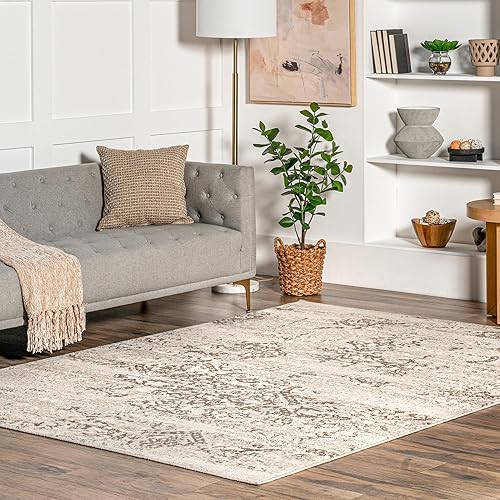 nuLOOM Freja Faded - Alfombra decorativa floral, 3 x 5 pies, beige, rectangular, 0.45 pulgadas de grosor