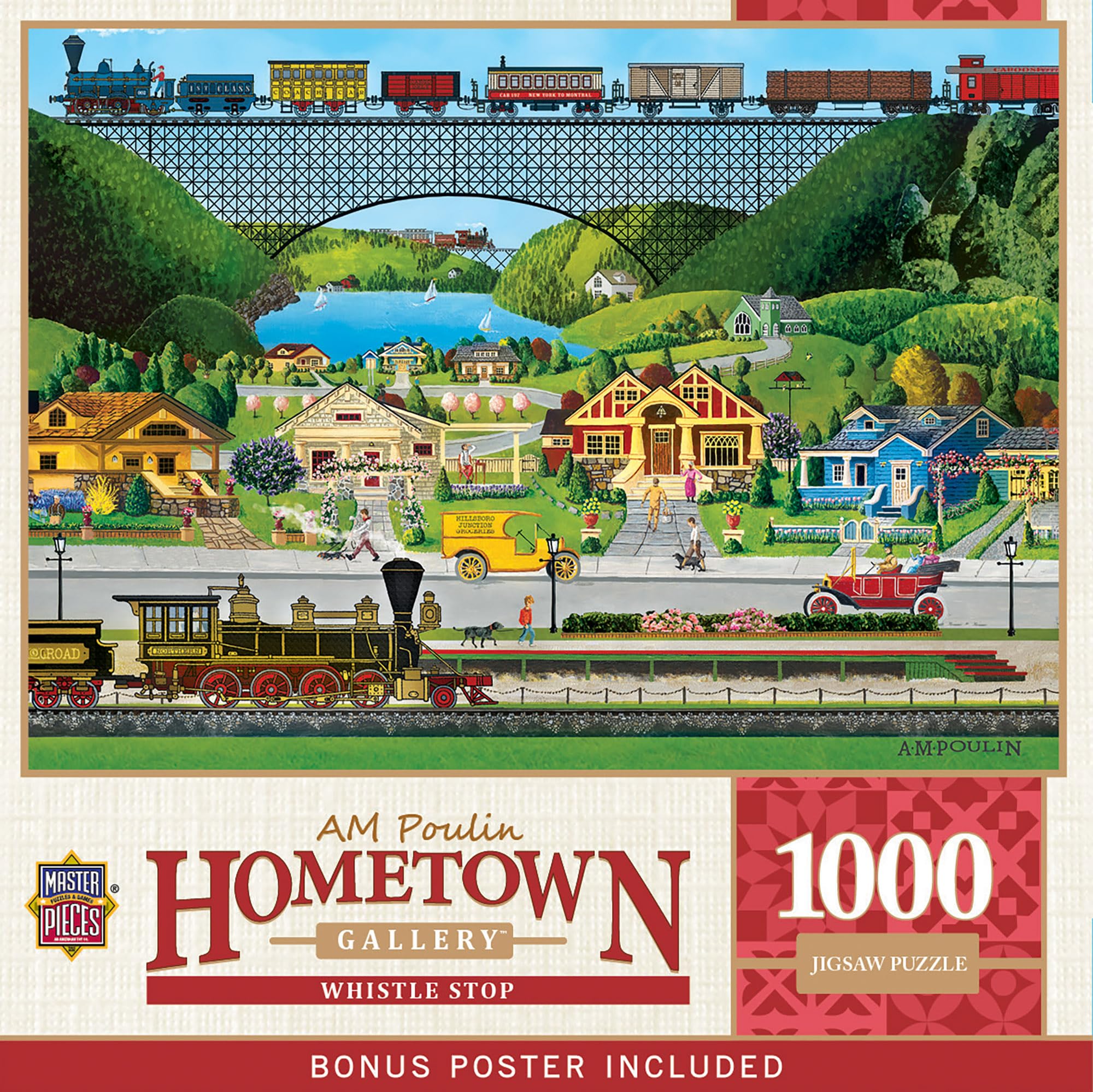 1000 Piece Jigsaw Puzzle for Adults - Whistle Stop - Folk Art, 19.25"x26.75", Jigsaw Puzz…