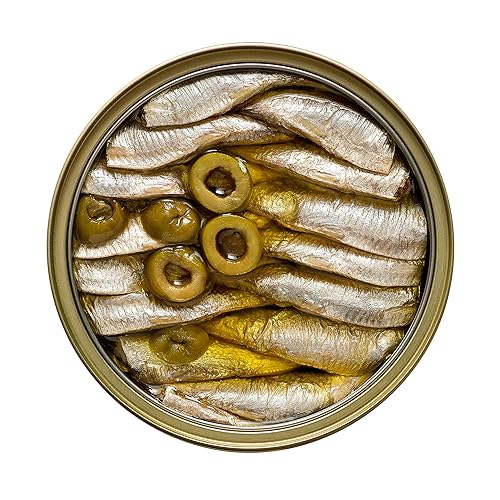 Miniatura 3 de King Oscar Royal Selection - Sardinas en aceite de oliva virgen extra, aceitunas de manzanilla españolas en rodajas, 3.75 onzas (paquete de 1)