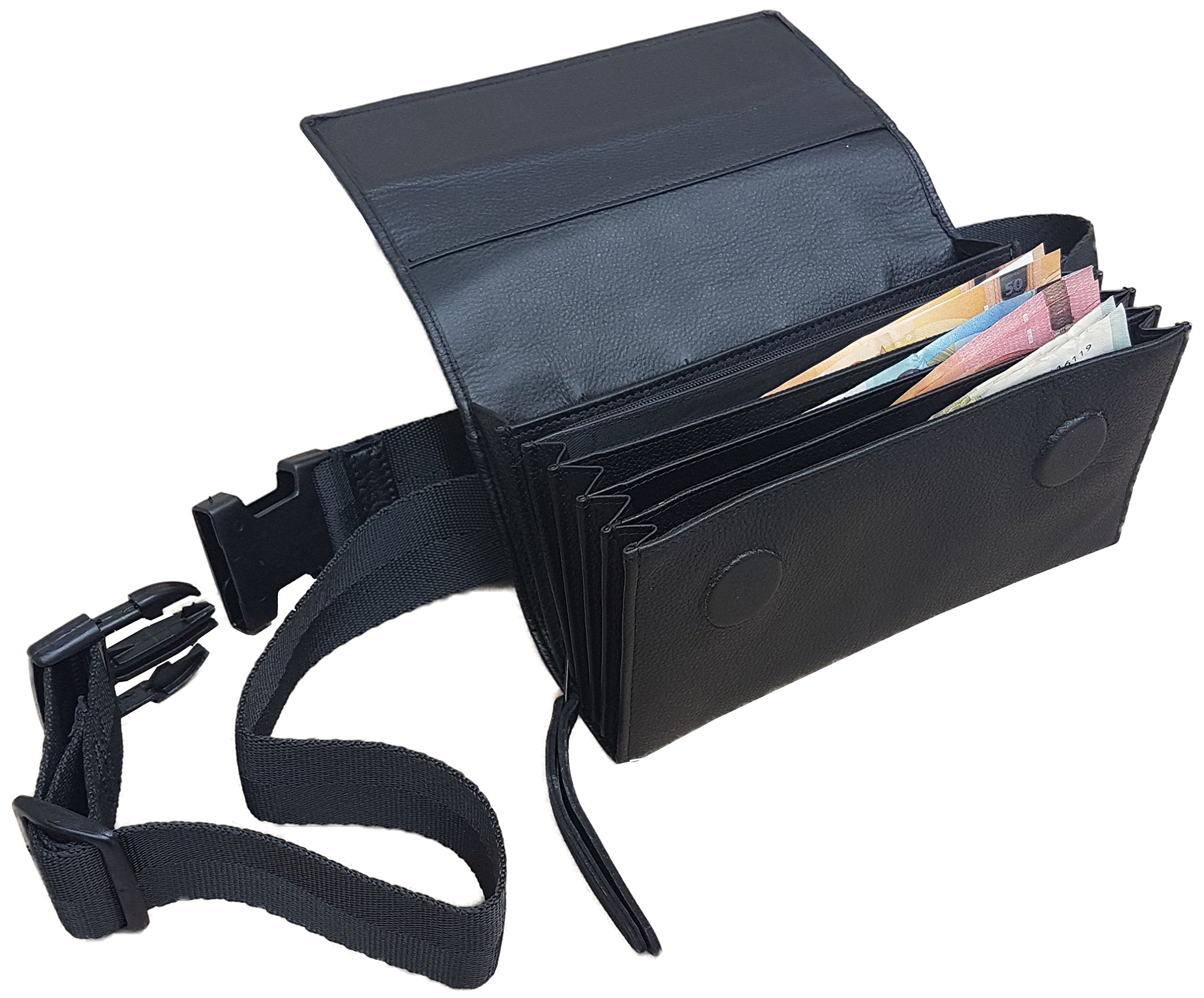 Sacoche Cuir sans Monnayeur Euro – Portefeuille Serveur Restauration – Pochette Caisse Billets Fermeture Aimant