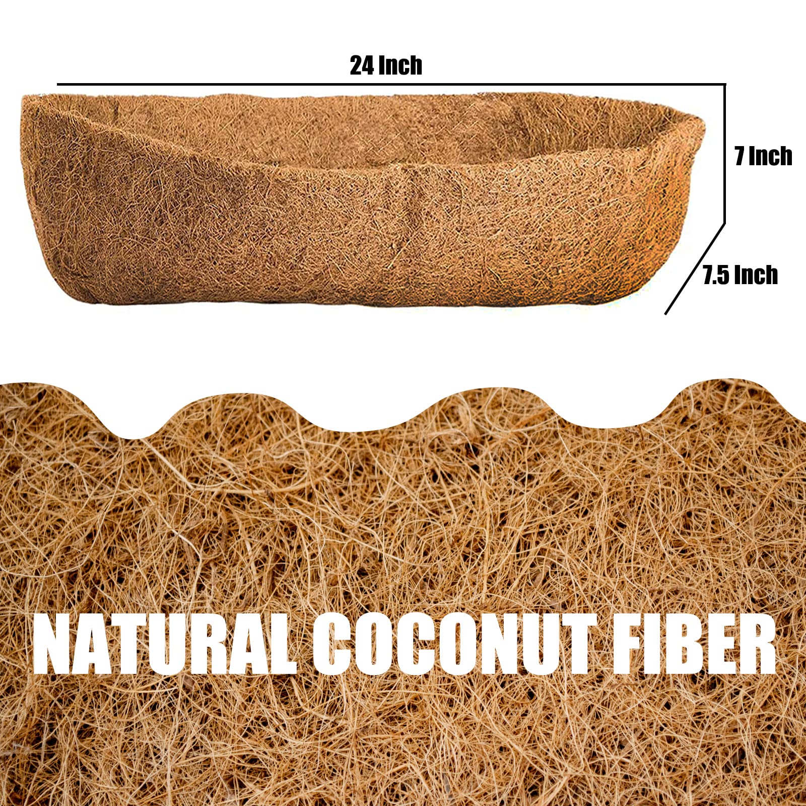2 Packages de liners en fibre de coco pour jardinières 60 cm (24 pouces), liners en fibre de coco pour jardinières d’extérieur, liners en panier en fibre de coco pour plantes d’extérieur