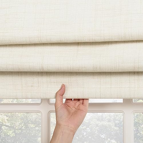 Miniatura 4 de Sun Zero Seraphina - Persiana romana sin cordón texturizada, 100 % opaca, 33 x 64 pulgadas, color beige