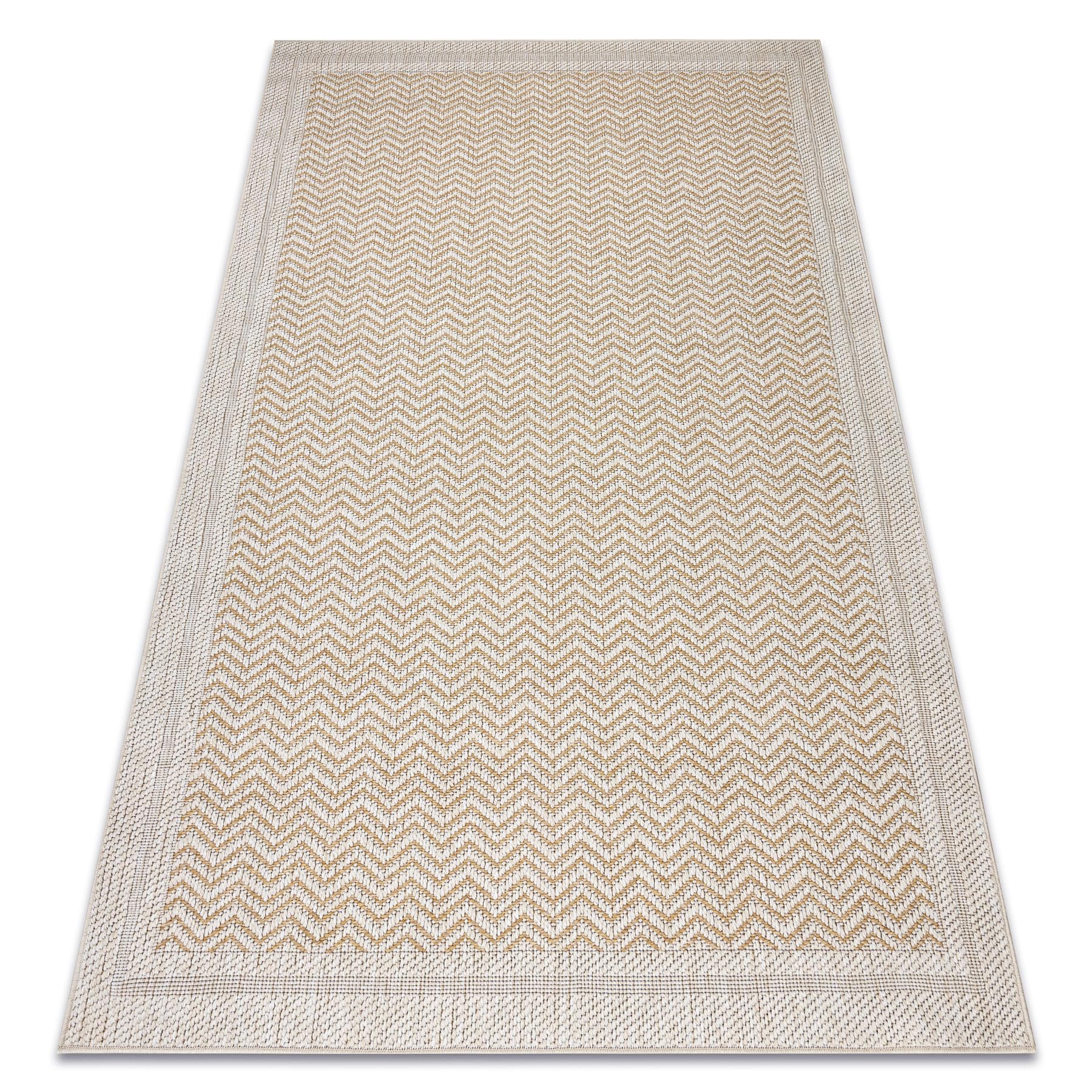 Tapis Origi 3739 Cadre chevron sisal crème beige 194x290 cm pour grand salon