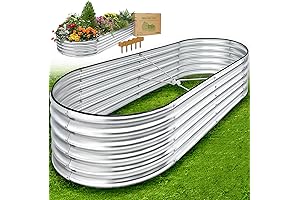 Stratco 7x3x1.4ft Galvanized Raised Garden Bed, Upgraded X-Shaped Support for Longevity