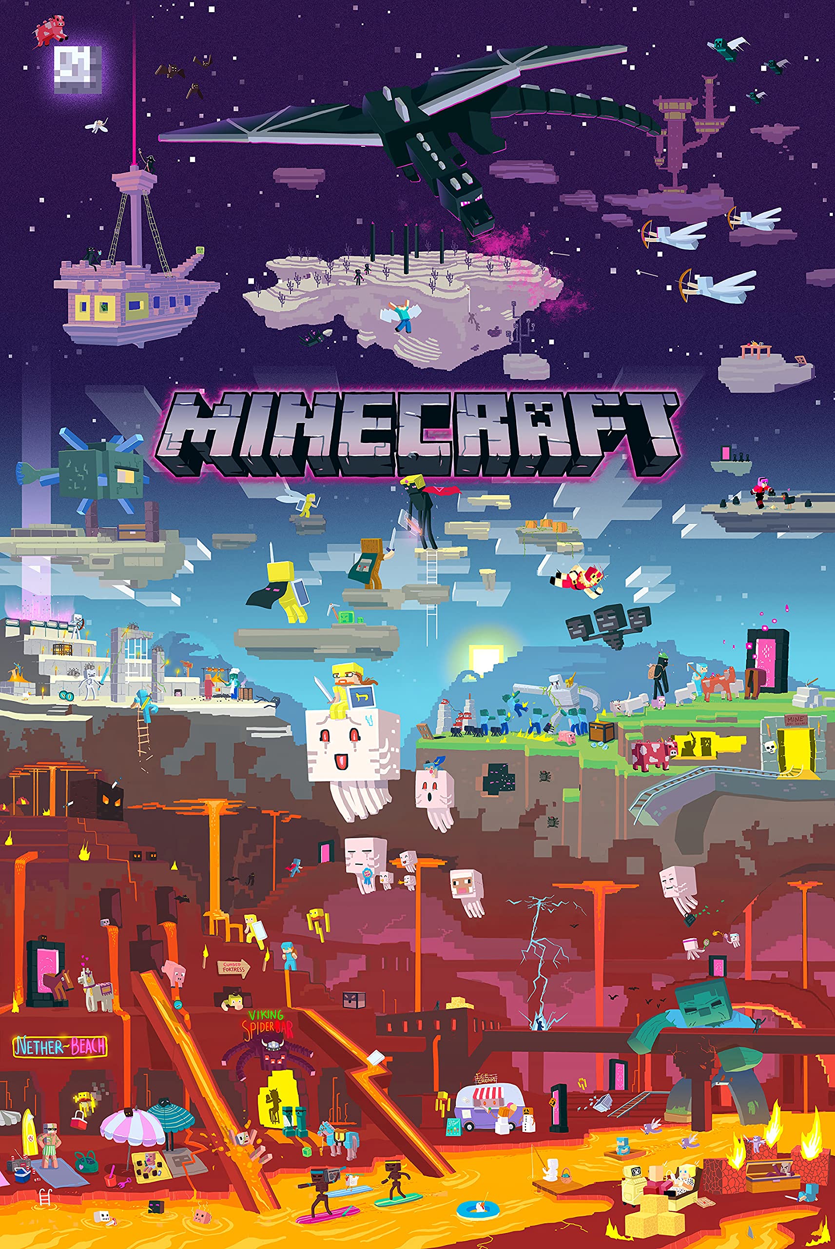 Tainsi Minecraft, World Beyond, Game Poster, Wood, Multi-Colour - Matte poster Frameless Gift 12 x 18 inch(30cm x 46cm)-LS-028