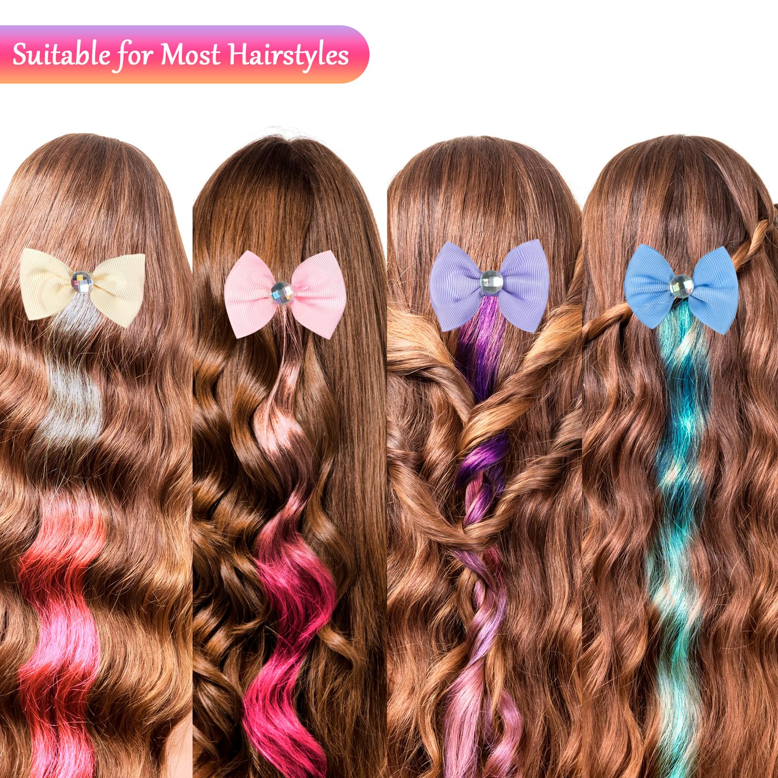 5 Perruques Tressées Colorées + 100 Mini Anneaux Cheveux – Kit Coiffure Créatif Pour Filles – Accessoires Cheveux Faciles à Utiliser – Longueur 40 Cm