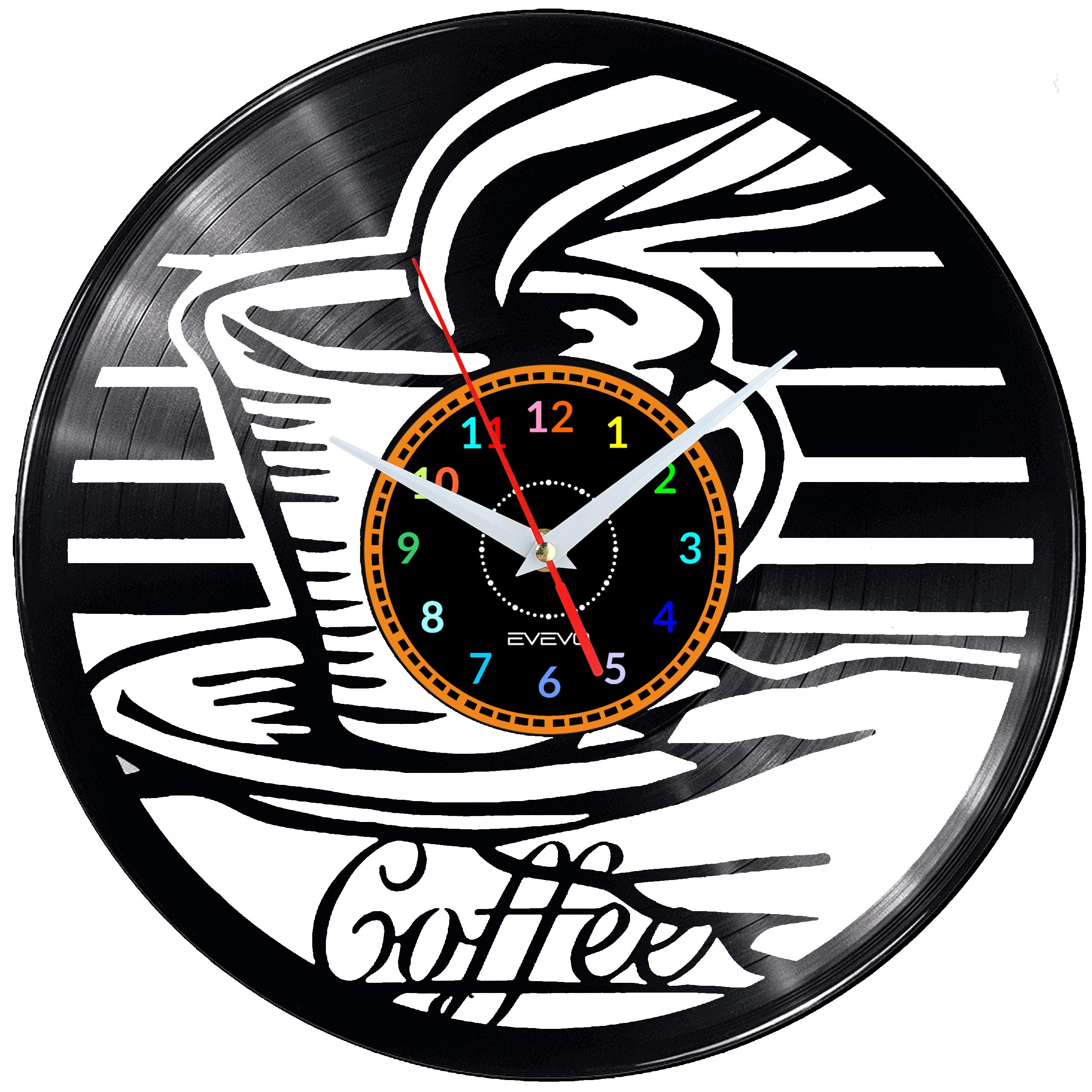 Horloge murale élégante vinyle noir décoration salon de thé