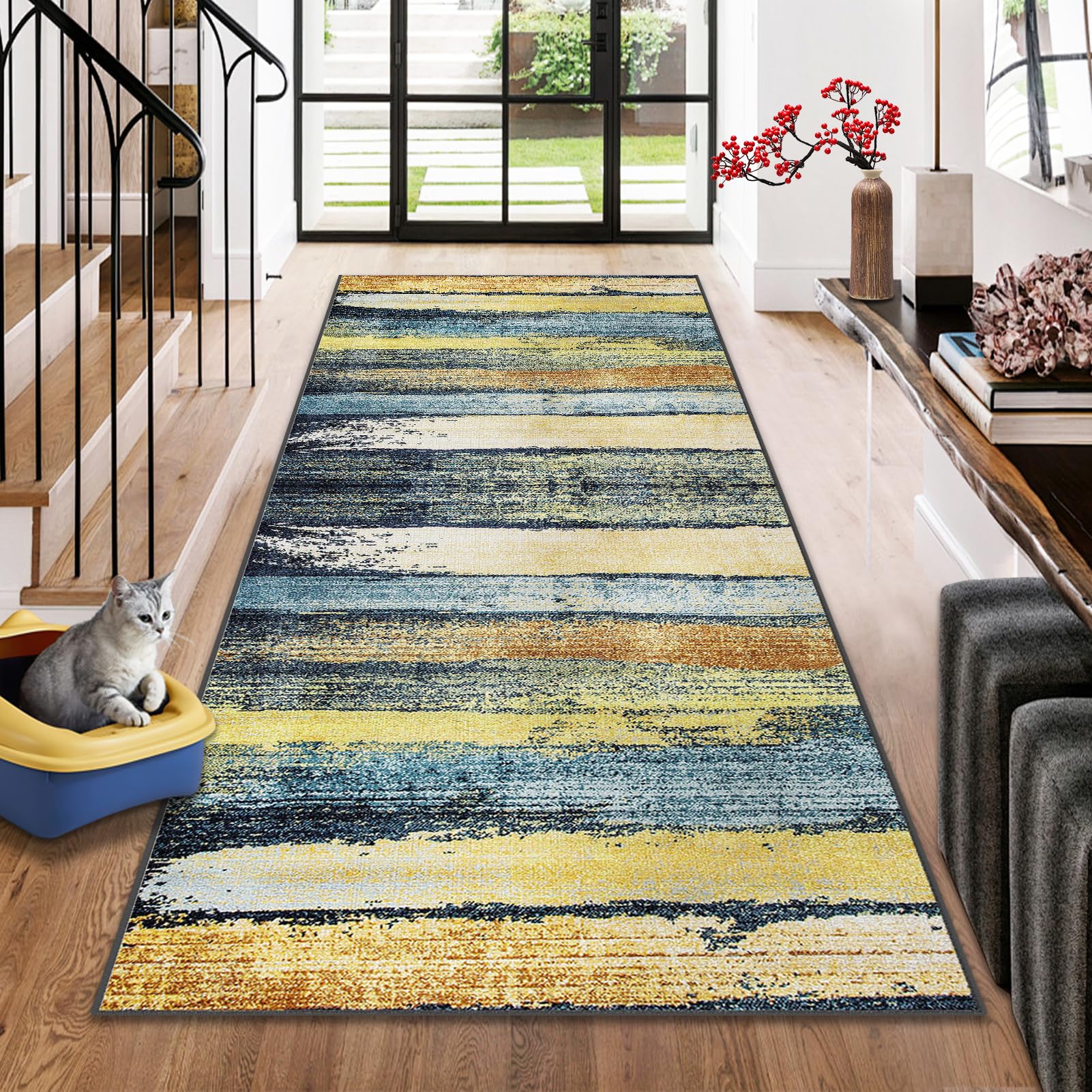 Carpet Runners for Hallways Non Slip Long Custom Kitchen Runner Mat large Machine Washable Kitch Carpets Protectors Floor Mats Hallway Hall Runner Narrow Rugs for Entryway Area Bedroom 80 x 200 cm