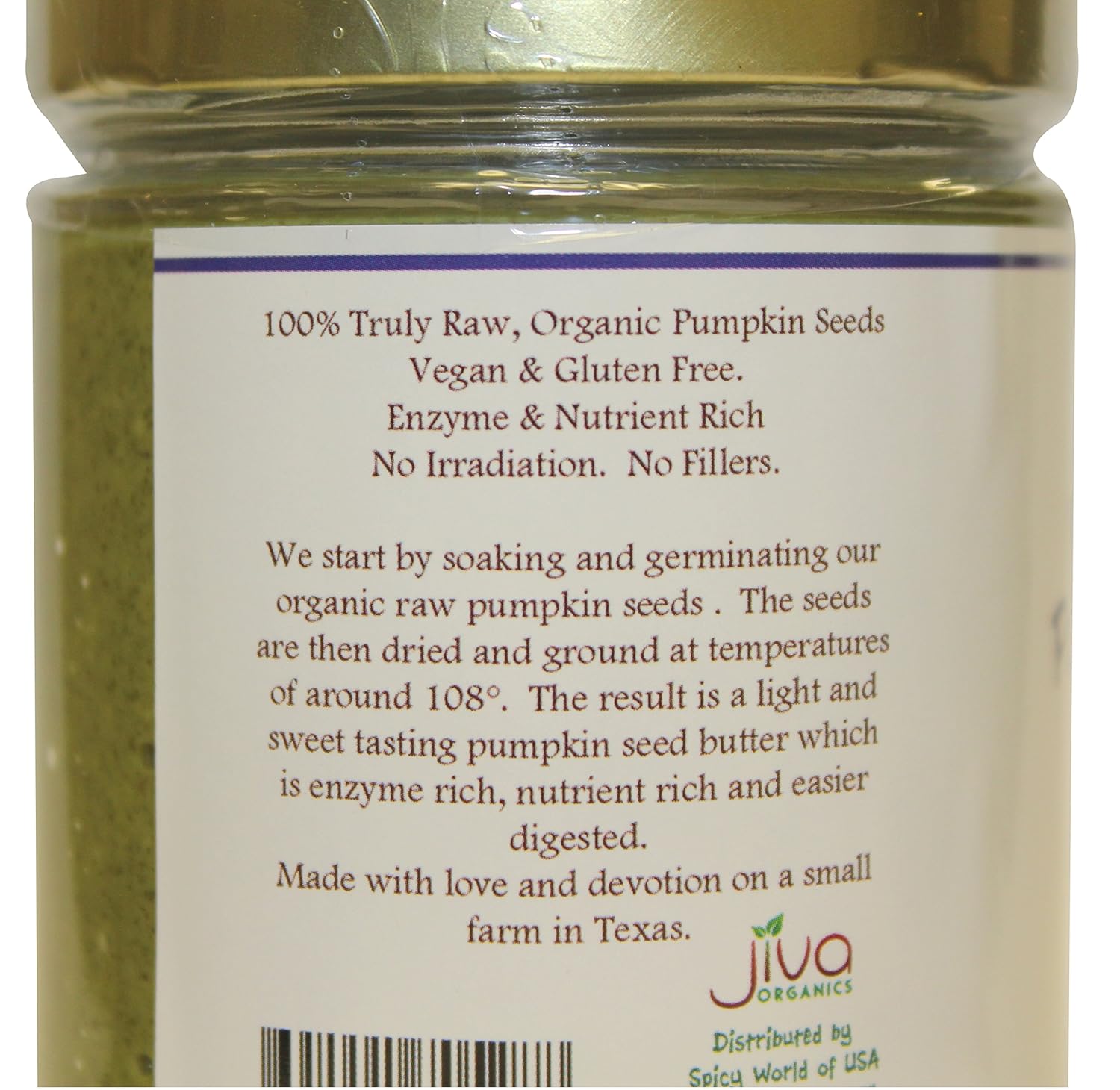 Jiva Organics Raw, Sprouted Pumpkin Seed Butter, 8 Fluid Ounce (Pack of 3)
