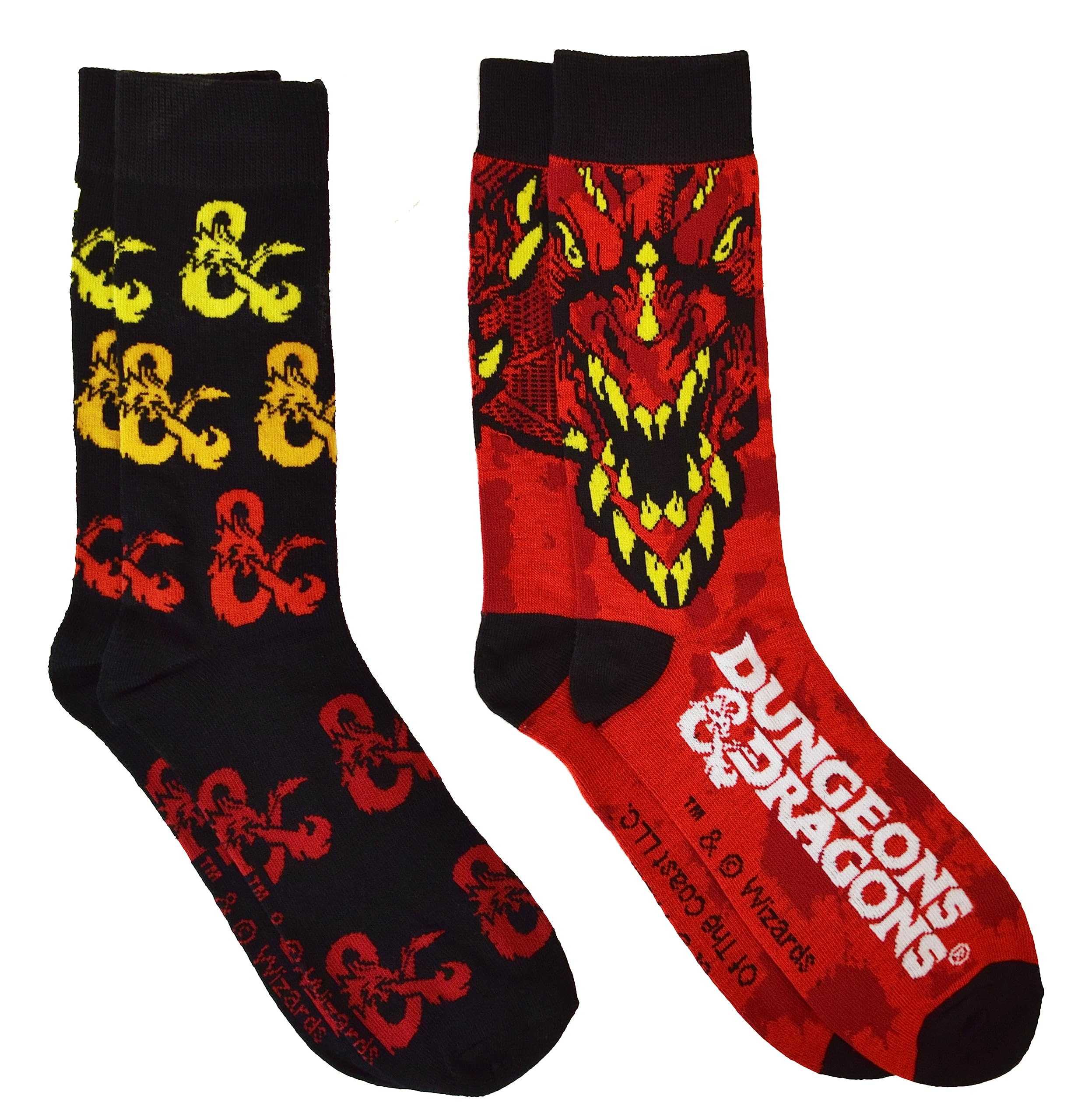 Hyp Dungeon and Dragons Dragons Dice 2 Pack Crew Socks, Multi, Large
