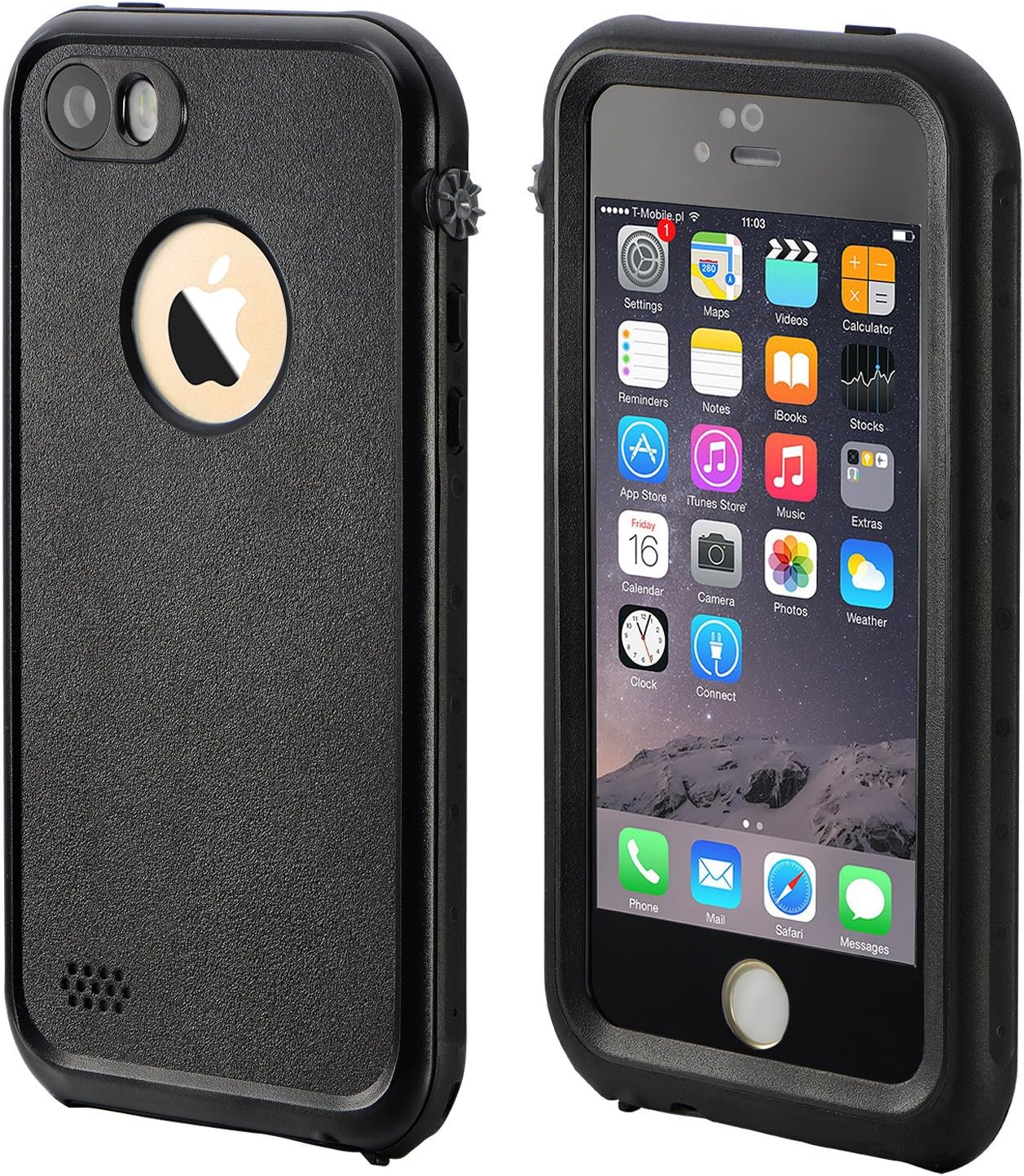 Waterproof iPhone 5S Case, eFond Waterproof iPhone SE Case IP68 Certified Shockproof Durable Slim Fit Full-Sealed Hard Cover with Touch ID Snow Dust Dirty Proof Case for iPhone 5 5S SE [Black]