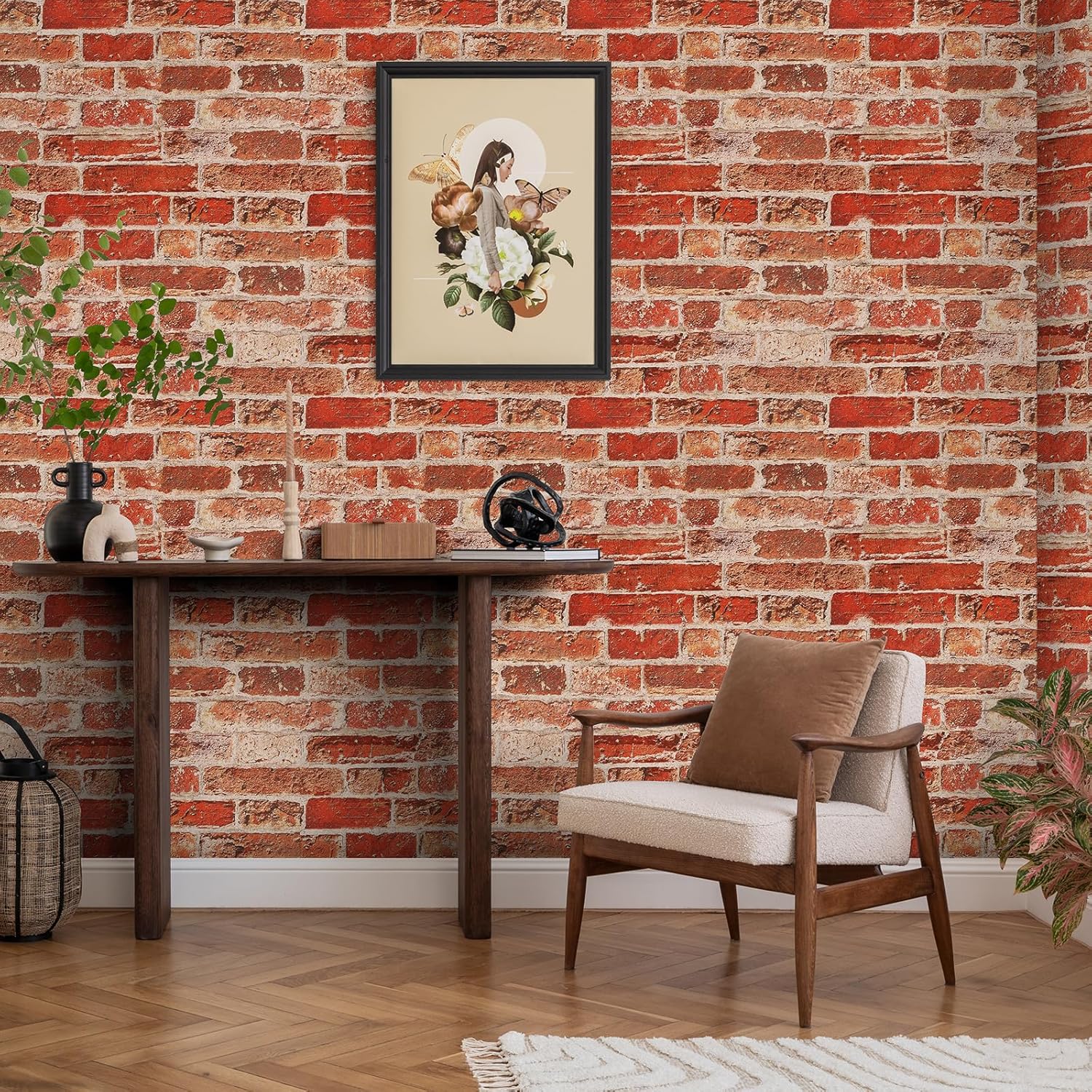 Peel and Stick Brick Wallpaper, Self-Adhesive Contact Paper with Retro Style, Made of 100% Real Cork, 16.5"x118.1" (Bricork)