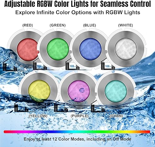 Miniatura 3 de Luces de piscina para piscina enterrada, luz LED de 1.5 pulgadas, luz de piscina y spa, IP68 impermeable, sin nicheles, AC12V, cable de 100 pies,