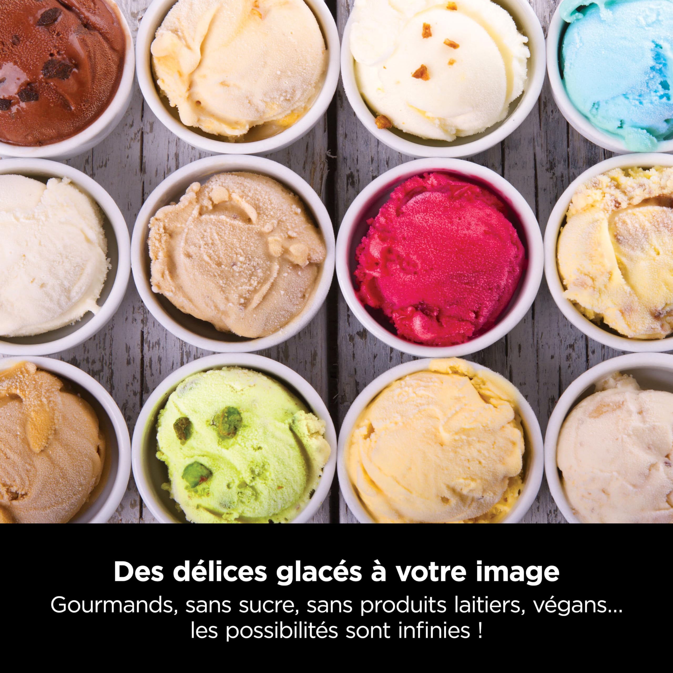 Ninja Creami Machine a glace et Sorbetière, 7 programmes, 3 pots avec couvercle, Livre de recette, Pièces Amovibles Lavables au Lave-Vaisselle, Noir/Argent NC300EU