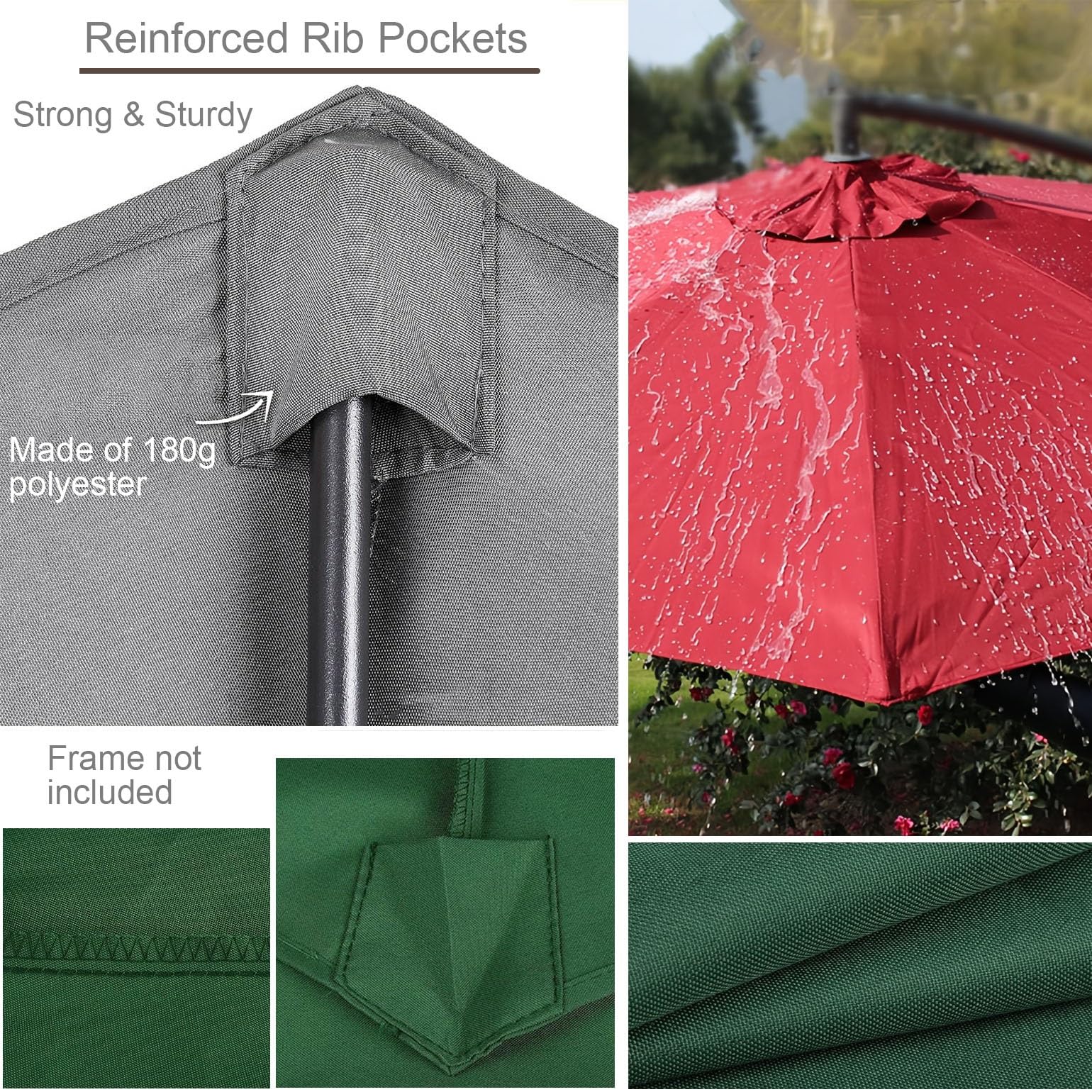 Rechange Toile De Parasol De Jardin Pour 6 Baleines/8 Baleines Auvent De Remplacement Pour Parasol De Terrasse Anti-Ultraviolet