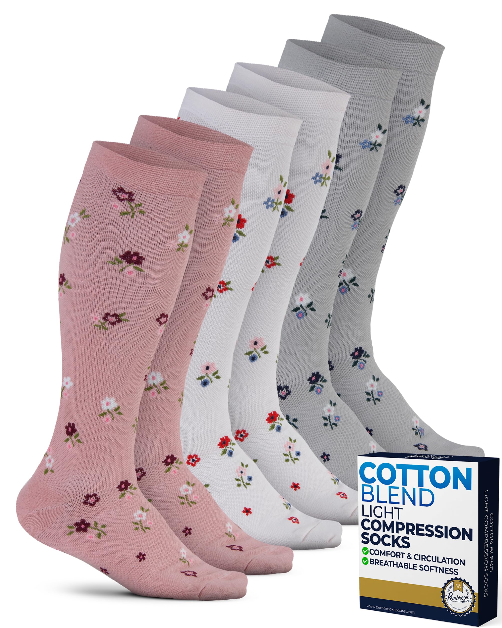 Pembrook Cotton Light Compression Socks 3-Pack