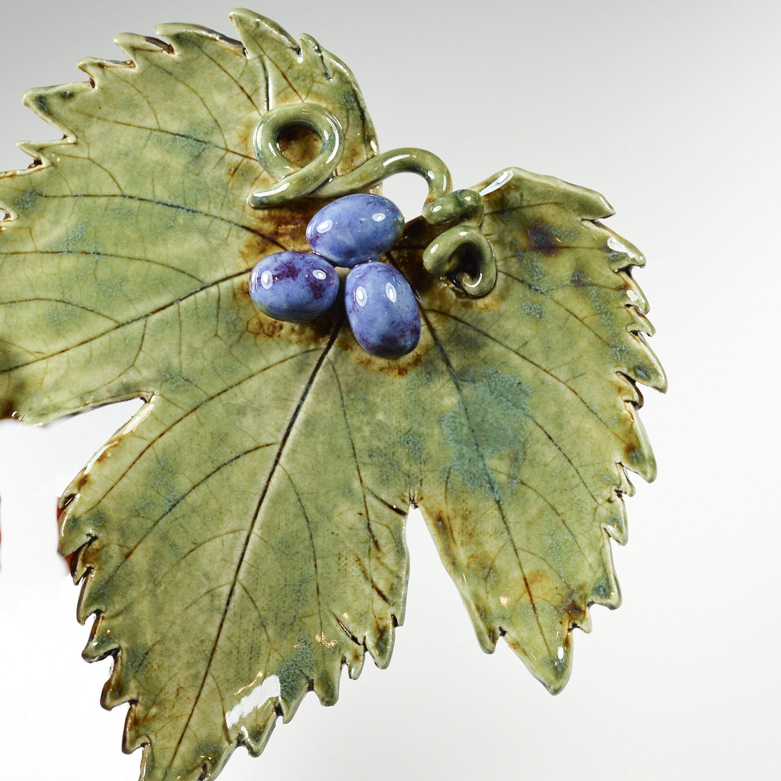 Handmade Grape Leaf Tray, Ceramic Leaf Dish