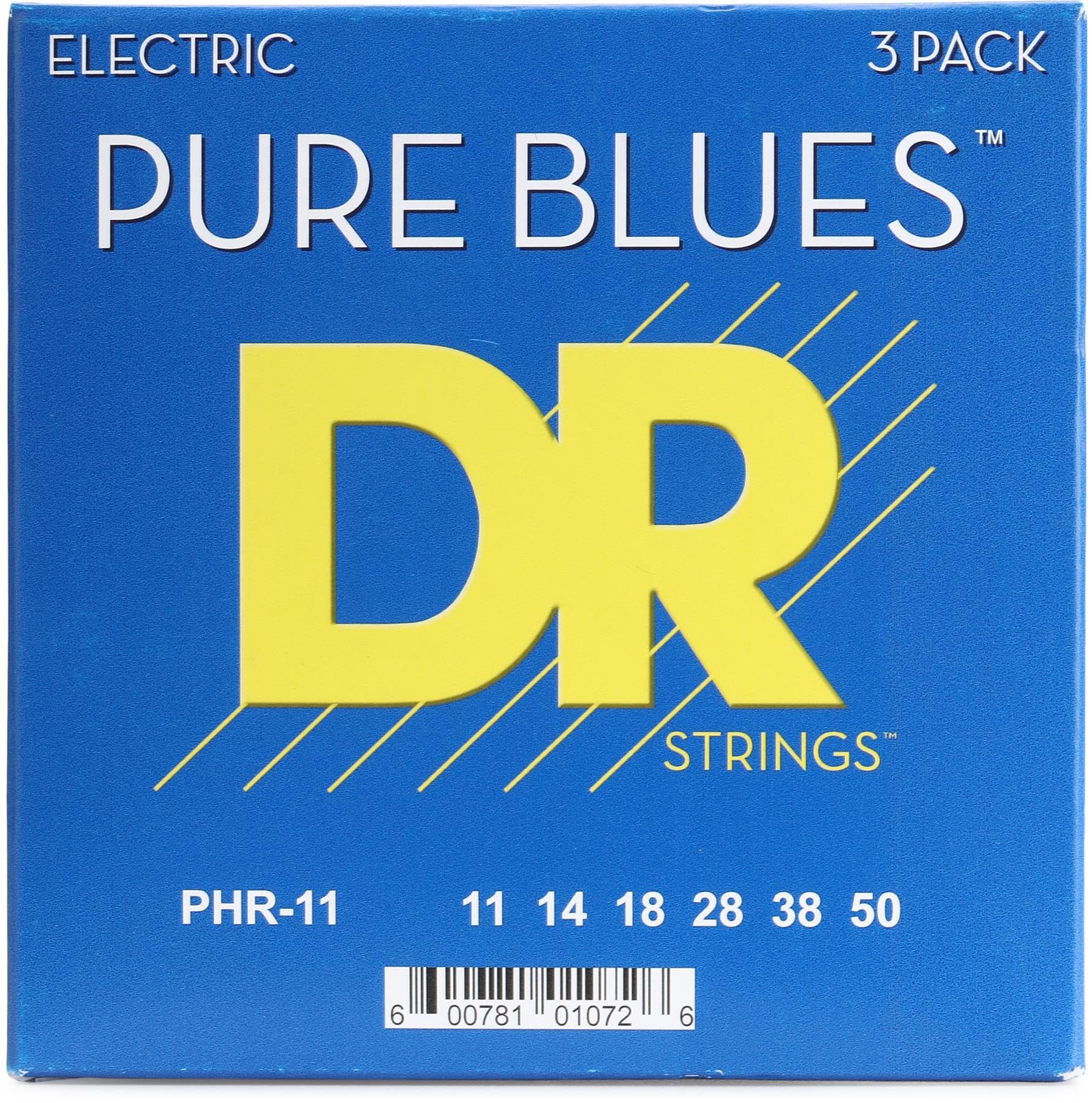 DR Strings PURE BLUES Pure Nickel Electric Guitar Strings (11-50) — 3-Pack