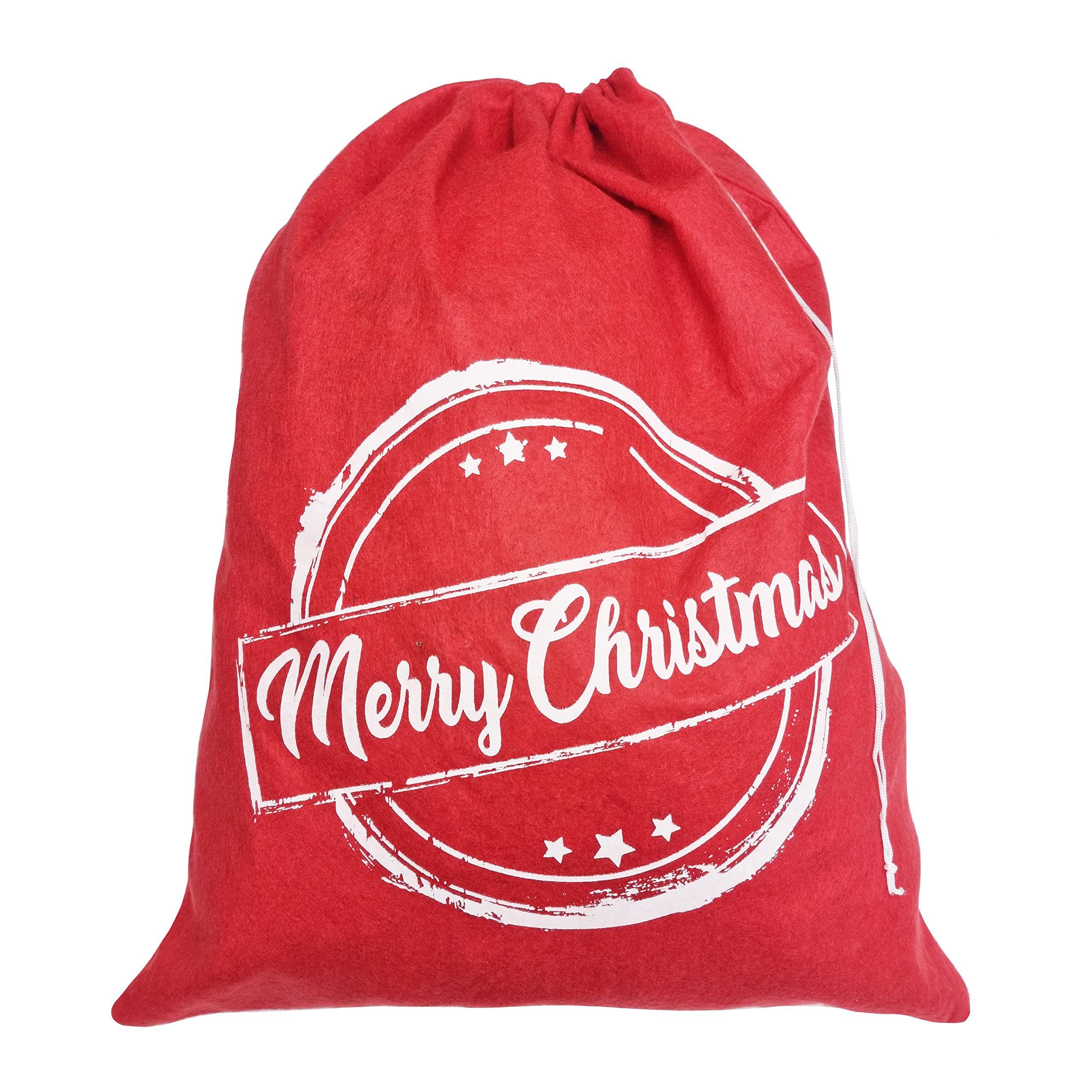 by Robelli Set of 6 Red Merry Christmas Motif Felt Gift Sacks - Image 3