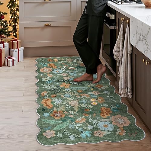 Miniatura 362 de Alfombra lavable para pasillo y de cocina, alfombra de entrada, vintage, suave para el suelo, alfombra antideslizante para interiores, para baño
