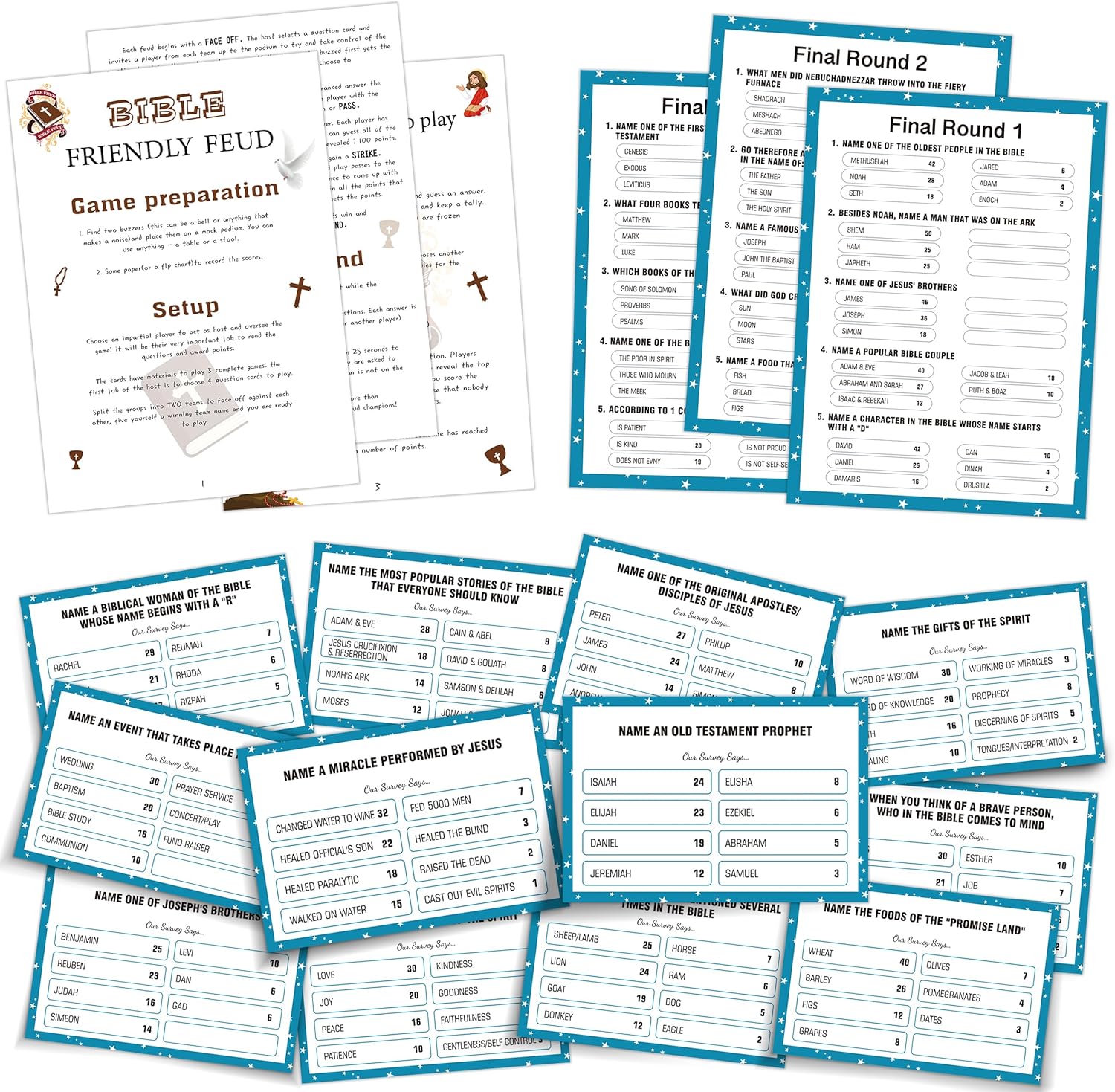 Christian Bible Feud Game,Family Feud Game for Adults,Bible