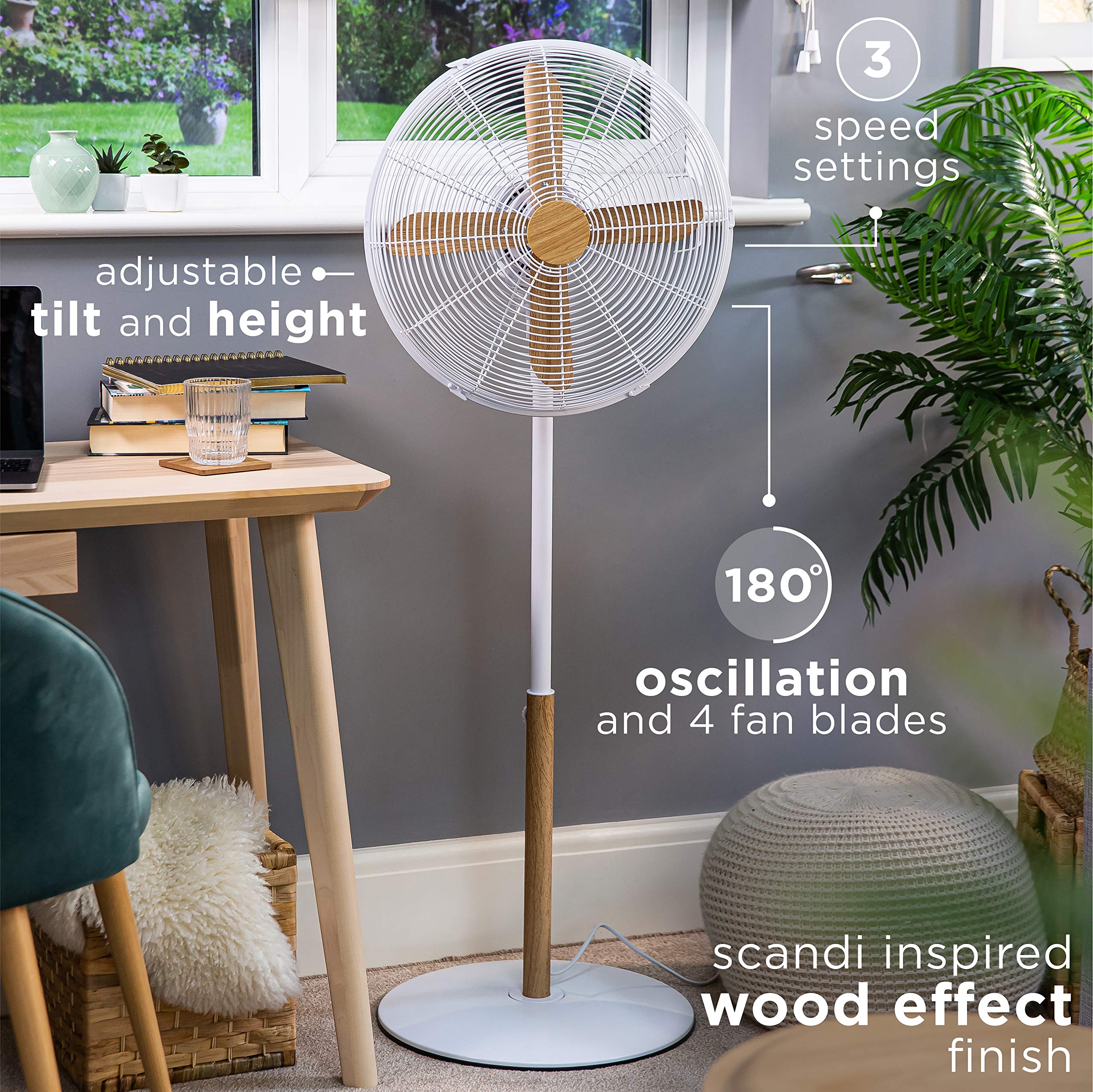 Buy Russell Hobbs RHMPF1601WDW 16 Inch Scandi Electric Pedestal Fan