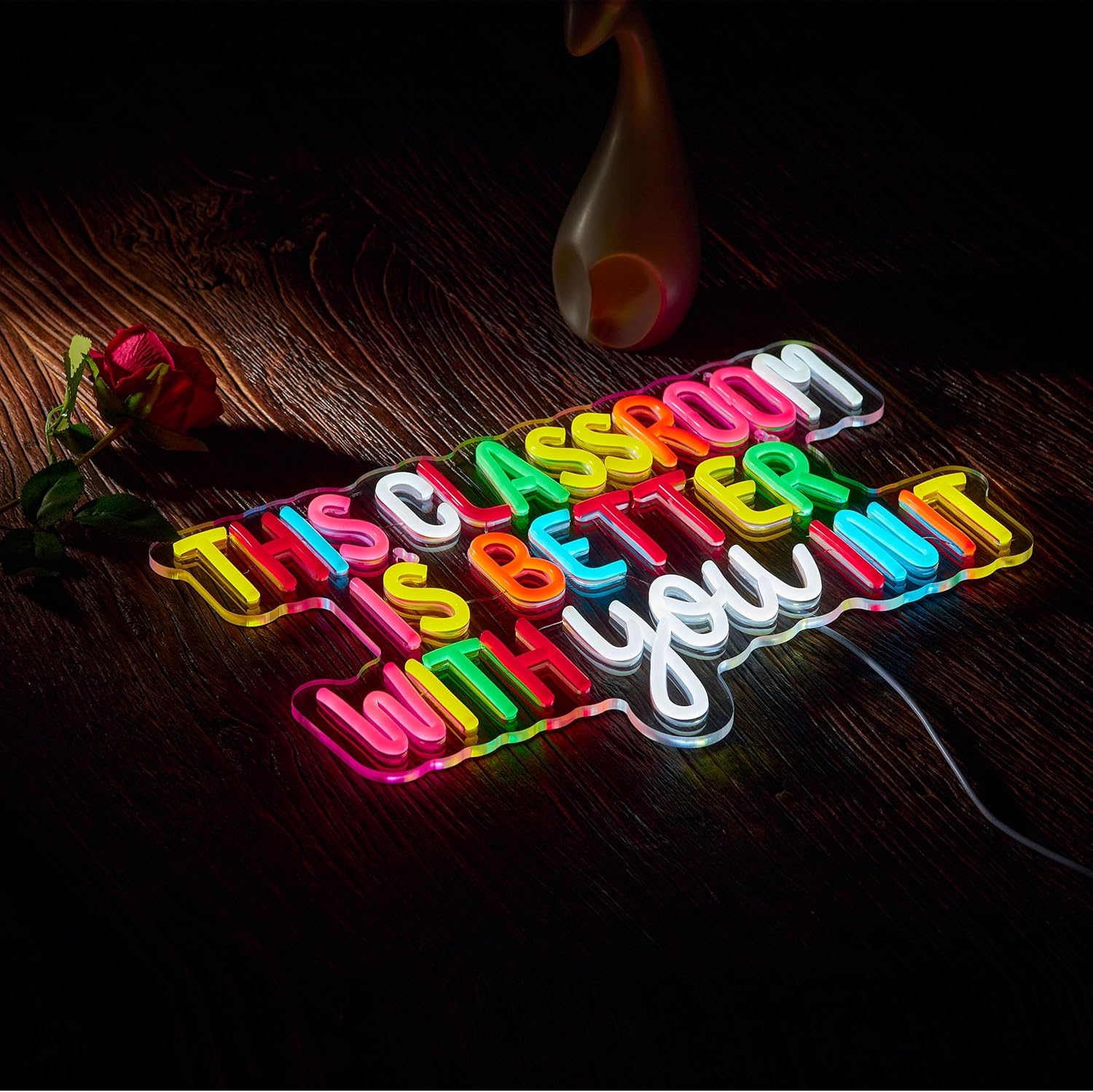 Classroom Neon Sign for Wall Décor Dimmable This Classroom is Better With You In It LED Light USB Powered Inspirational Motivational Wall Art Letter Signs for Teachers Back to School Decor - Image 6