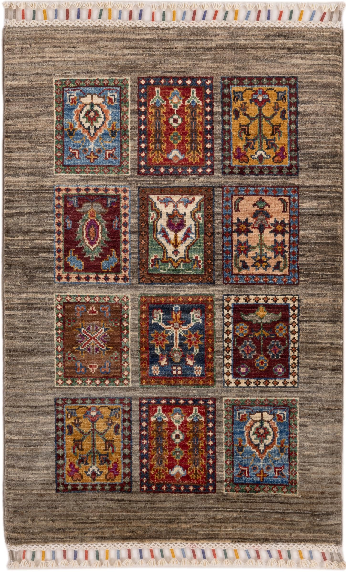 Tapis Pakistanais Arijana Bakhtiari authentique 63x95 laine noué main