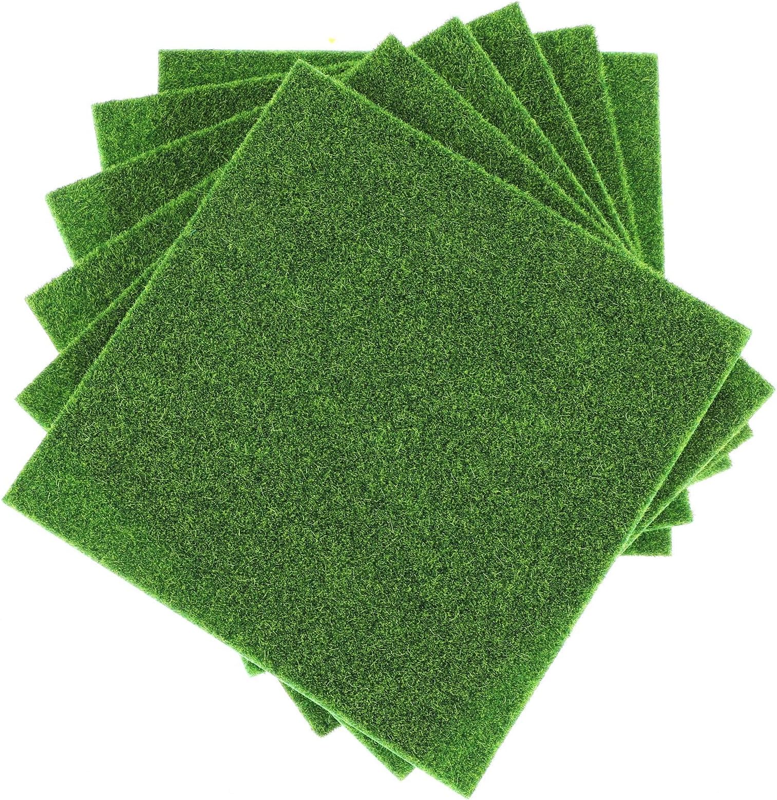 6PCS Grass Mat for Table, Artificial Grass for Decoration, Miniature Garden and Dollhouse Landscaping, Realistic Green Grass Mat for DIY Craft Projects and Office Desk Decor, 15x15 cm