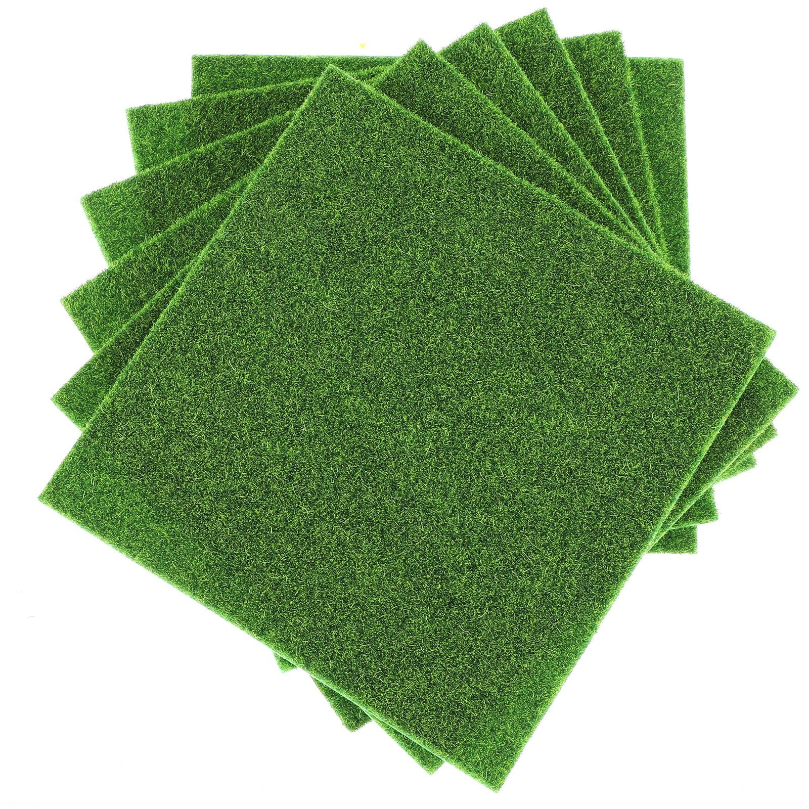 6PCS Grass Mat for Table, Artificial Grass for Decoration, Miniature Garden and Dollhouse Landscaping, Realistic Green Grass Mat for DIY Craft Projects and Office Desk Decor, 15x15 cm