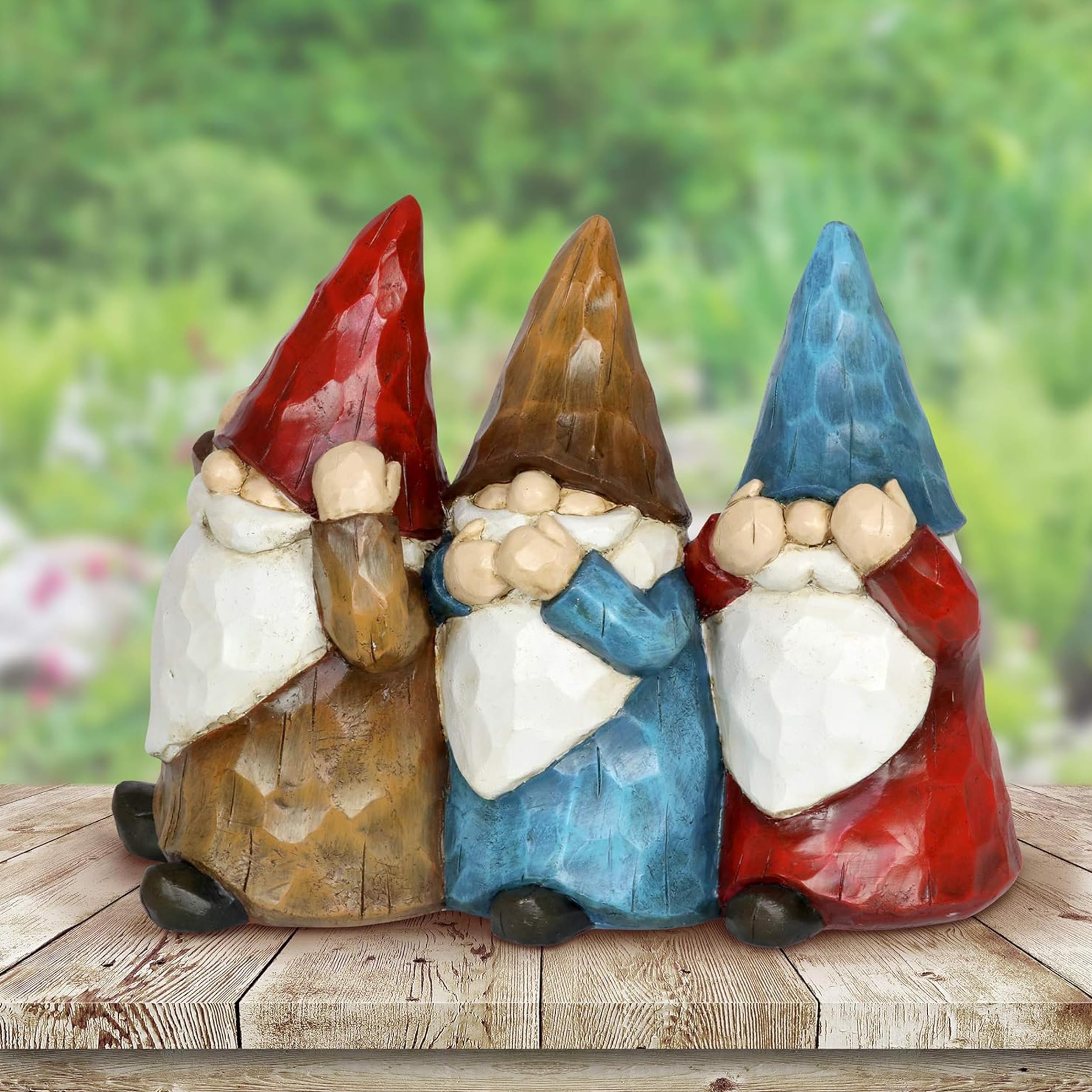 Exhart “See-No Hear-No Speak-No Evil Garden Gnome Statue, Resin
