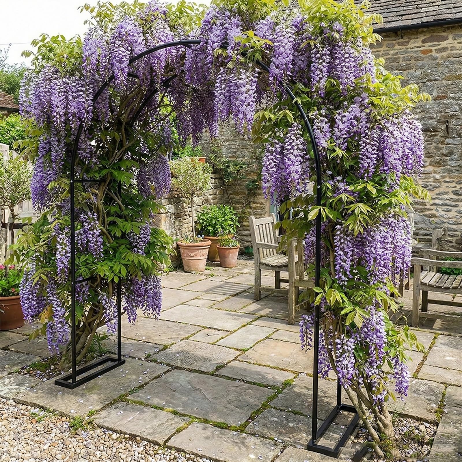 Metall Gartenbogen Rankhilfe wetterbeständig Blumenbogen Torbogen für Garten Hochzeit Dekoration