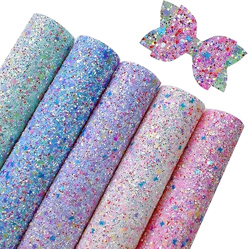 Miniatura 5 de Shalun Sábanas de lujo con diamantes de imitación de piel sintética de Cenicienta con purpurina gruesa de 8 x 12 pulgadas, lazos para el pelo de