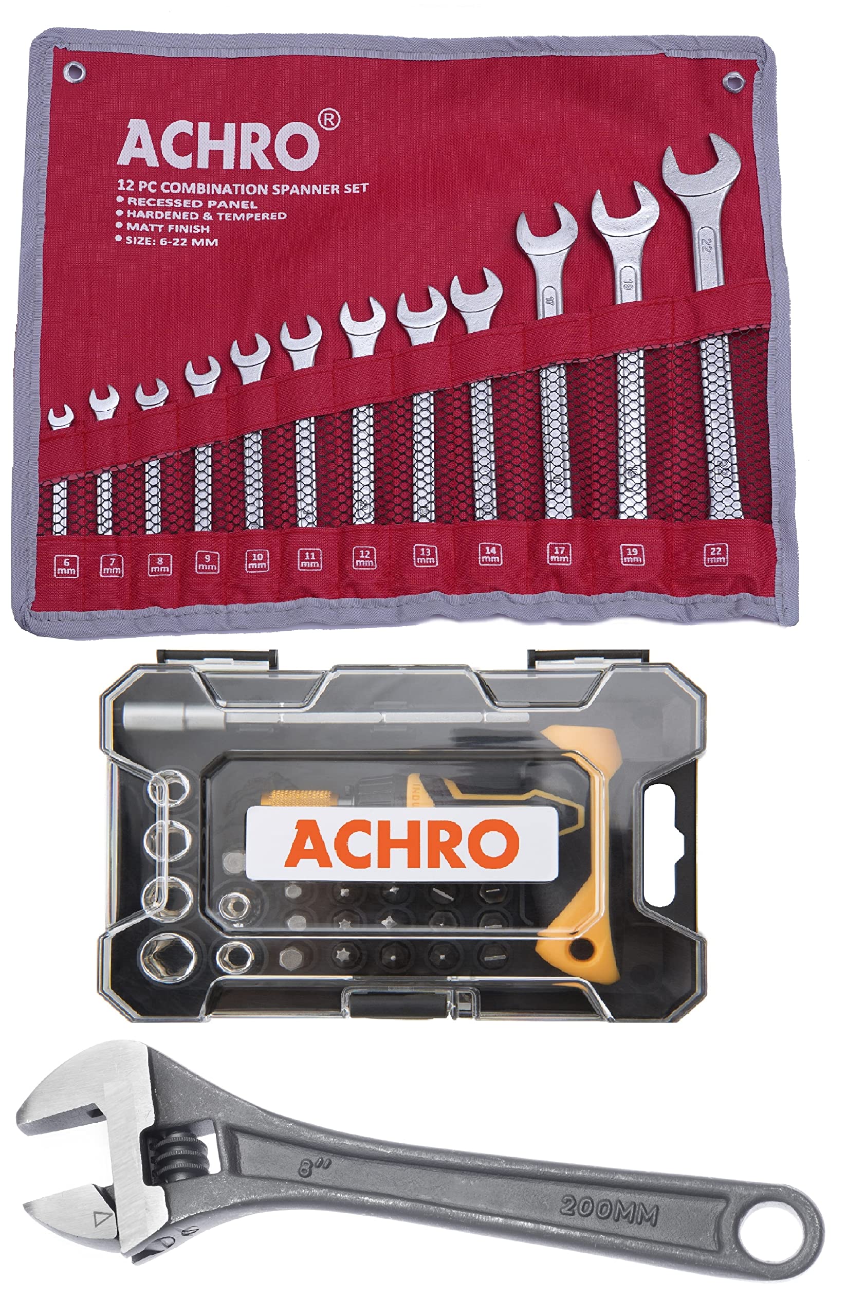 ACHRO N-937 Contains Combination Wrench Set, 8 Inch Adjustable Wrench and Screwdriver Set - Pack of 37 Pieces (Open End, Hex end) (B08F2WVFXM) Amazon Price History, Amazon Price Tracker
