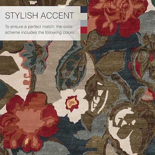 Miniatura 11 de Jaipur Living Petal Pusher - Alfombra de área hecha a mano con estampado floral multicolor y gris (9 x 12 pies)