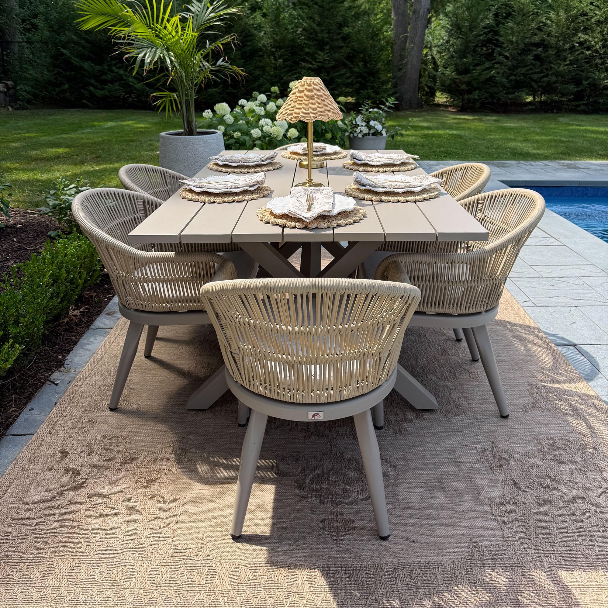 PURPLE LEAF 7 Pieces Patio Dining Set with Cushion Chairs, Champagne