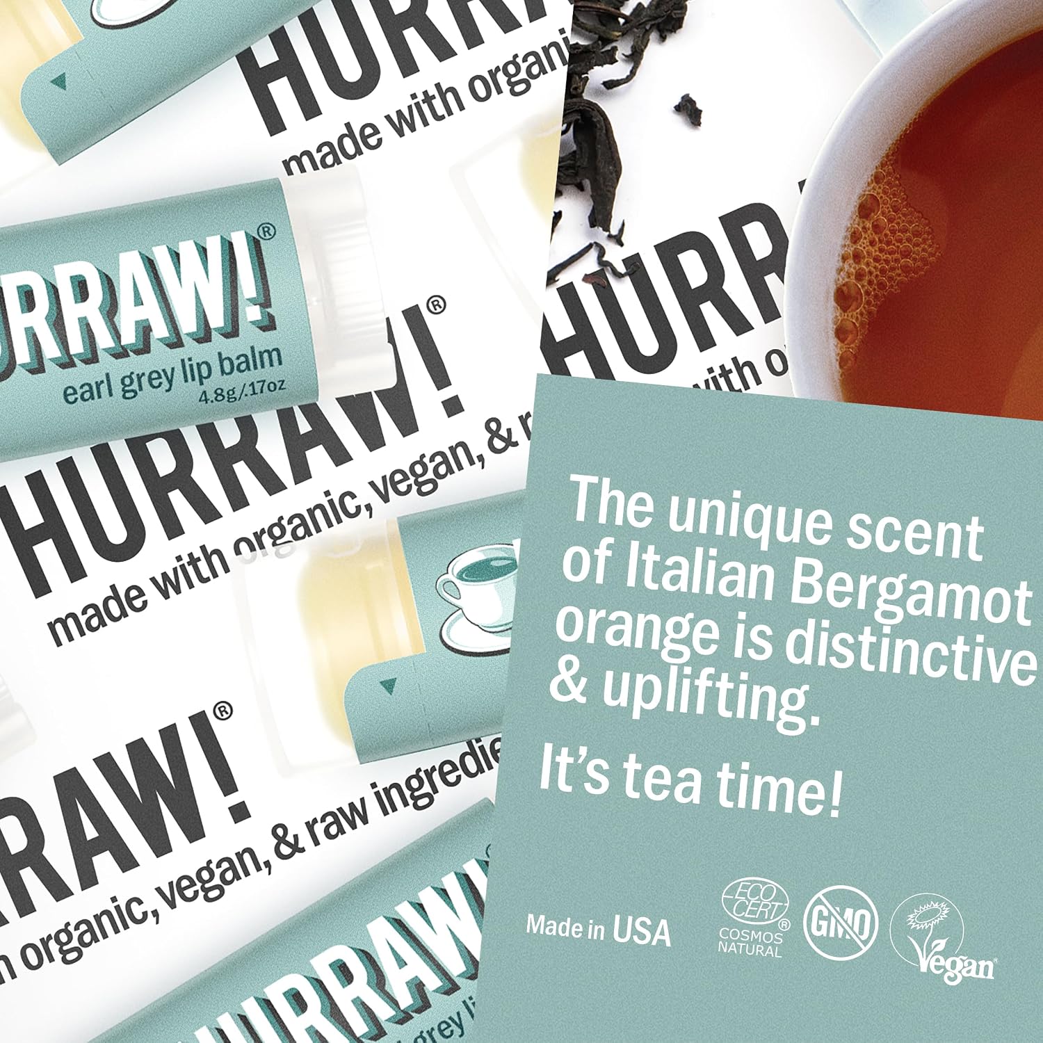 Hurraw! Coconut, Earl Grey, Mint Lip Balms, 3 Pack Bundle: Organic, Certified Vegan, Cruelty and Gluten Free. Non-GMO, 100% Natural Ingredients. Bee, Shea, Soy and Palm Free. Made in USA image 3