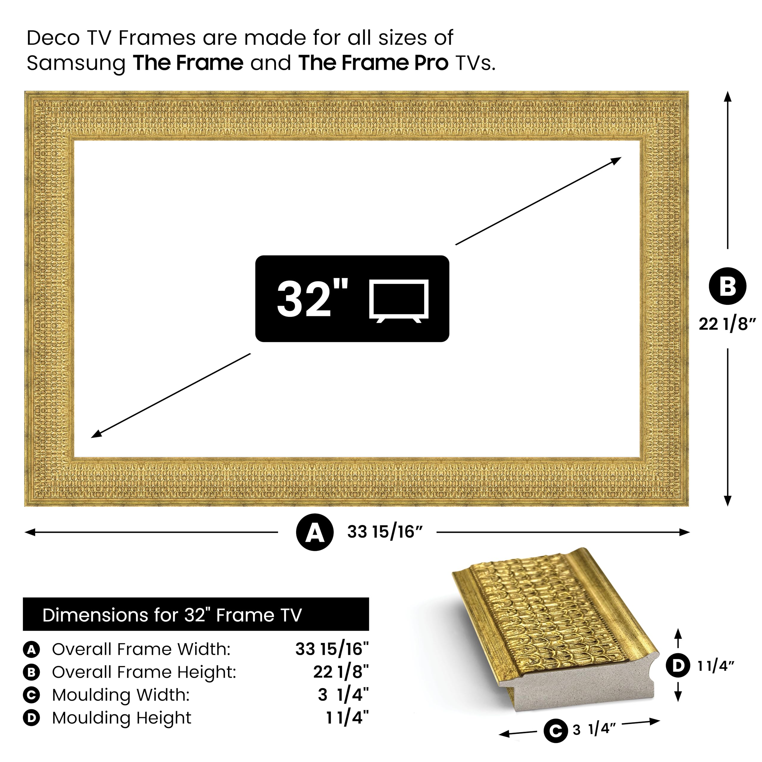 Amazon.com: Frame My TV Deco TV Frames - Gatsby Gold Smart