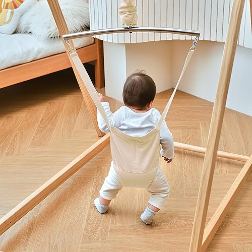 Miniatura 4 de Avenlur Tulip - Saltador plegable para bebé con soporte, gorila de pie para niños de 6 meses a 3 años, asiento para bebé (beige)