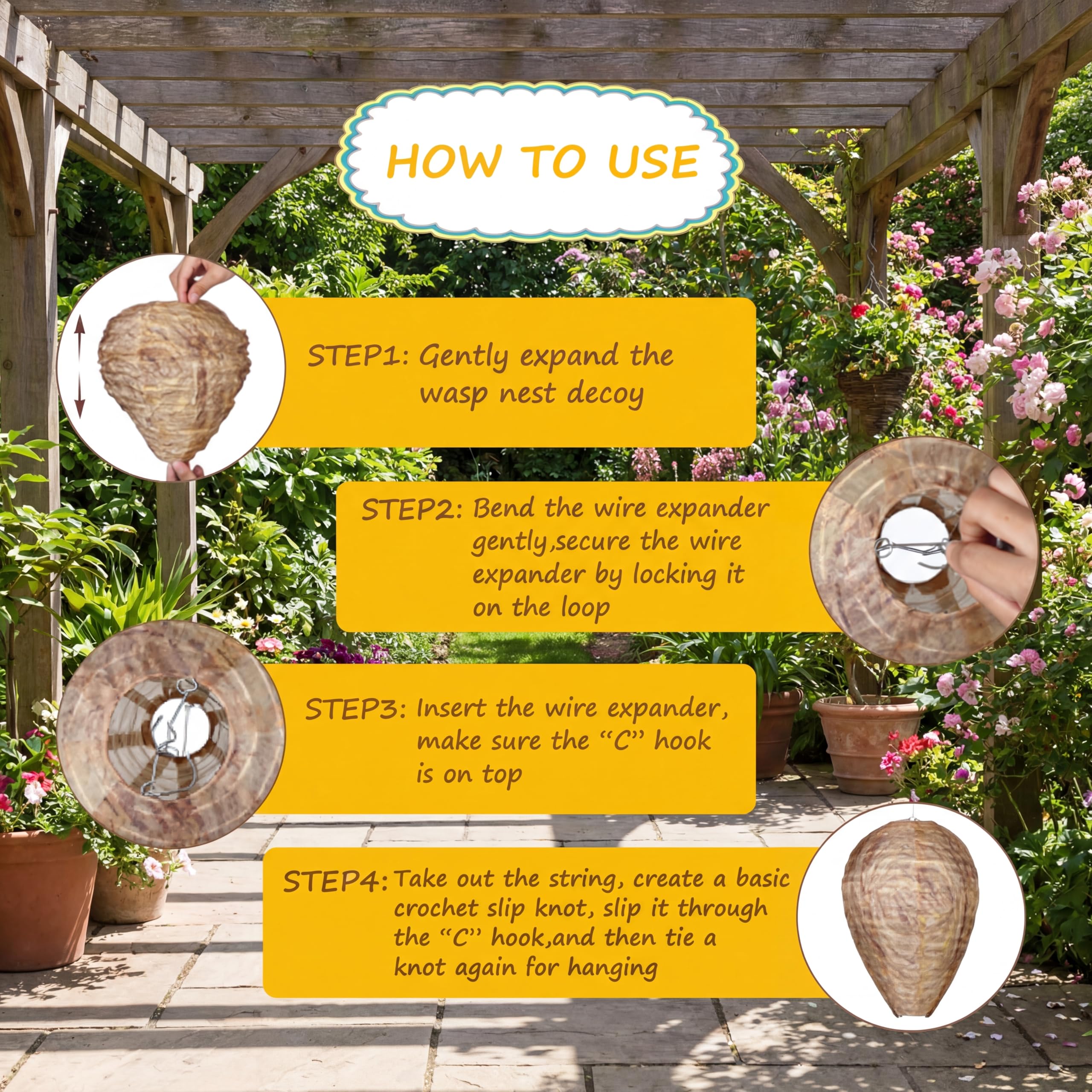 Honoson Lot de 8 leurres de guêpes à suspendre en matériau imperméable pour guêpes, frelons jaunes, maison, jardin, cour et extérieur (marron sable)