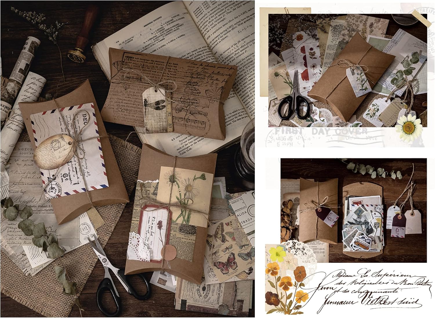 GUHAR 180 Piece Vintage Scrapbook Stickers，Antique Washi Stickers Pack for Diary Embellishment Supplies Aesthetic DIY Crafts(Artsy Style)