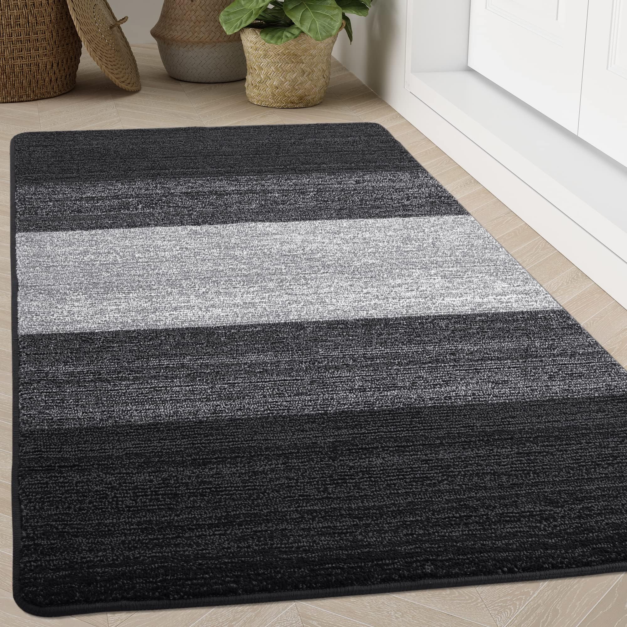 Homaxy Door Mats Indoor, Machine Washable Soft Doormats, Dirt Trapper Super Absorbent Entrance Rug, Non-slip Floor Mats For Inside, Front Back Door, Pets and Dogs (90 X 150 cm, Black) — image 1