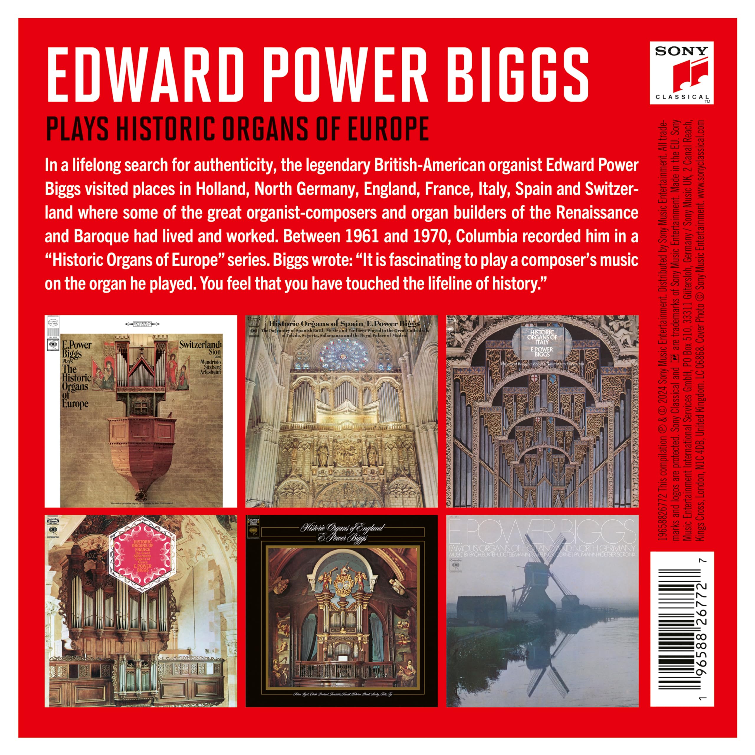 Edward Power Biggs Plays Historic Organs of Europe