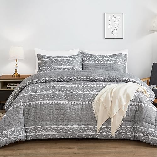 Andency juego de edredón bohemio de microfibra suave, alternativa al plumón