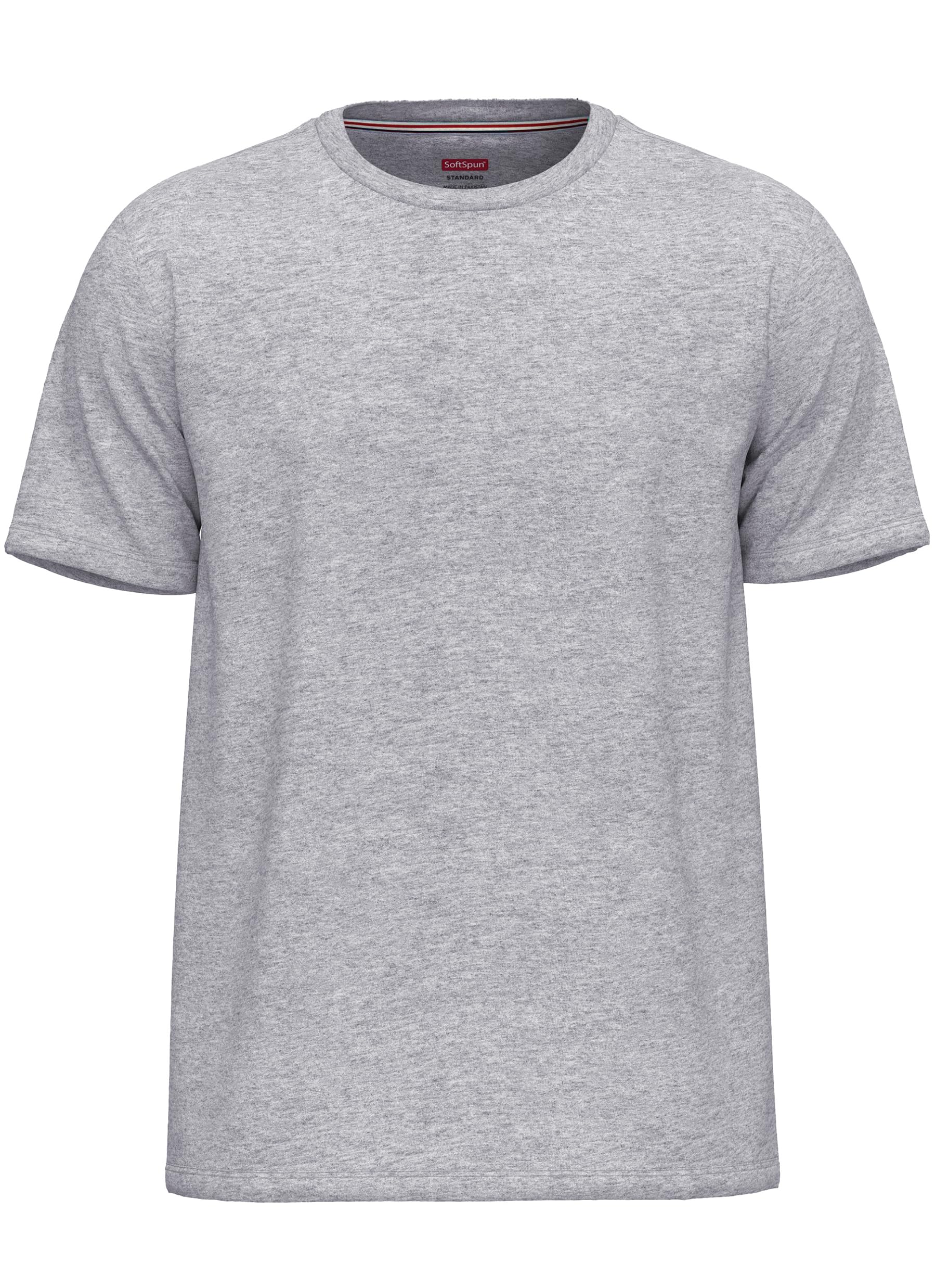 Softspun Men's Pack1- Heather Grey Grey Tshirts Multipack Heather Grey Cotton Tee Shirts Pack Plain Tshirt Uk Clothing Soft Crew Neck T-Shirt Casual T Shirts For Everyday Fit Basic Tee