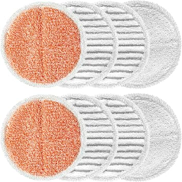 8 Pack Spinwave Mop Pads Replacement Compatible with Bissell 2124, 2039A, 2307, 23157, 23159, 20393, 20399 | 4 Scrubby 2 Soft 2 Heavy Duty Pads for Hard Floor Spin Mop