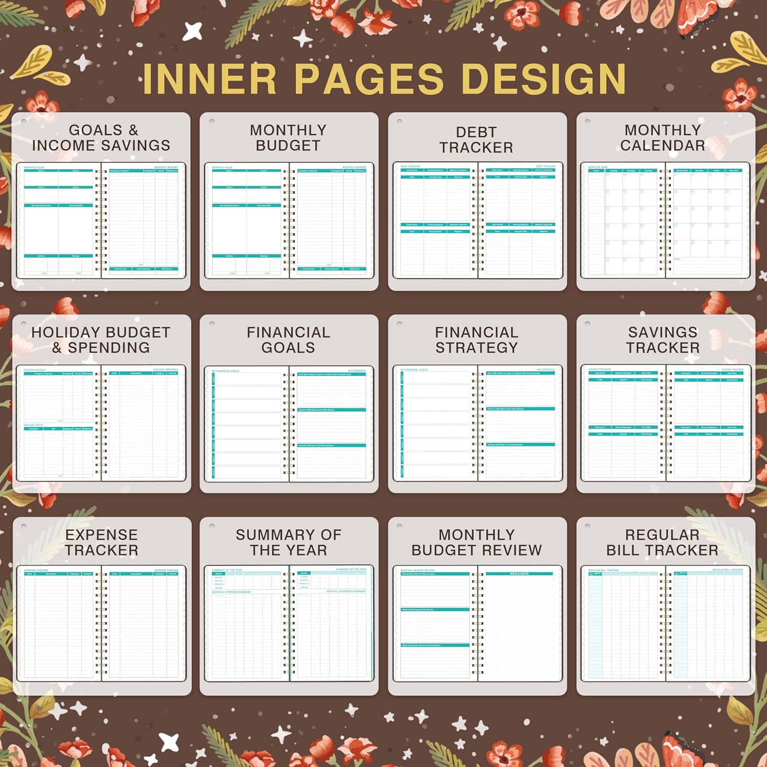 Budget Planner - Budget Book with Bill Organizer and Expense Tracker, 6.1" x 8.25", Undated Finance Planner/Account Book to Take Control of Your Money, Start Anytime - Moon thumbnail